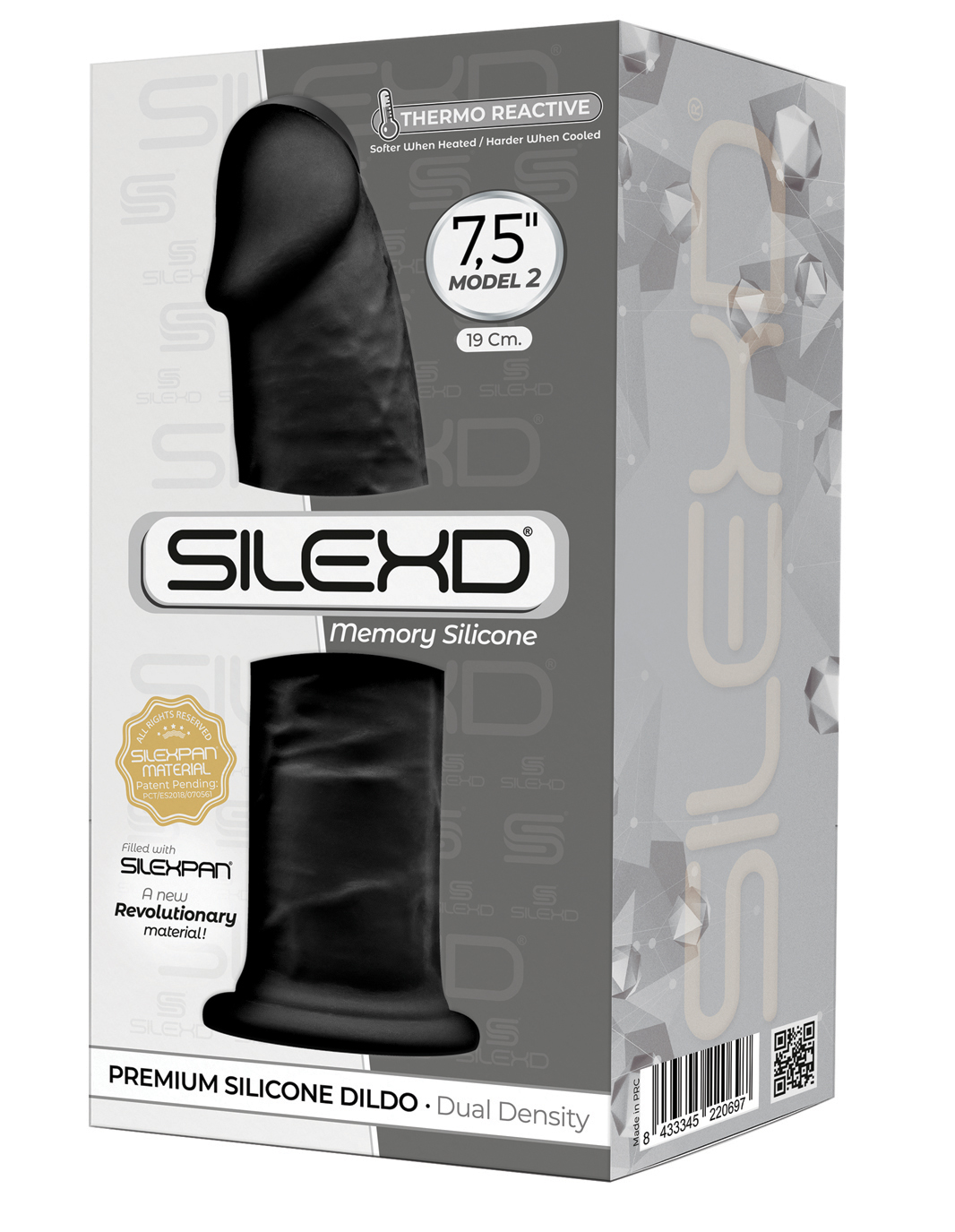 SILEXD Dual Density Silicone Dildo Model 2 black (7,5")