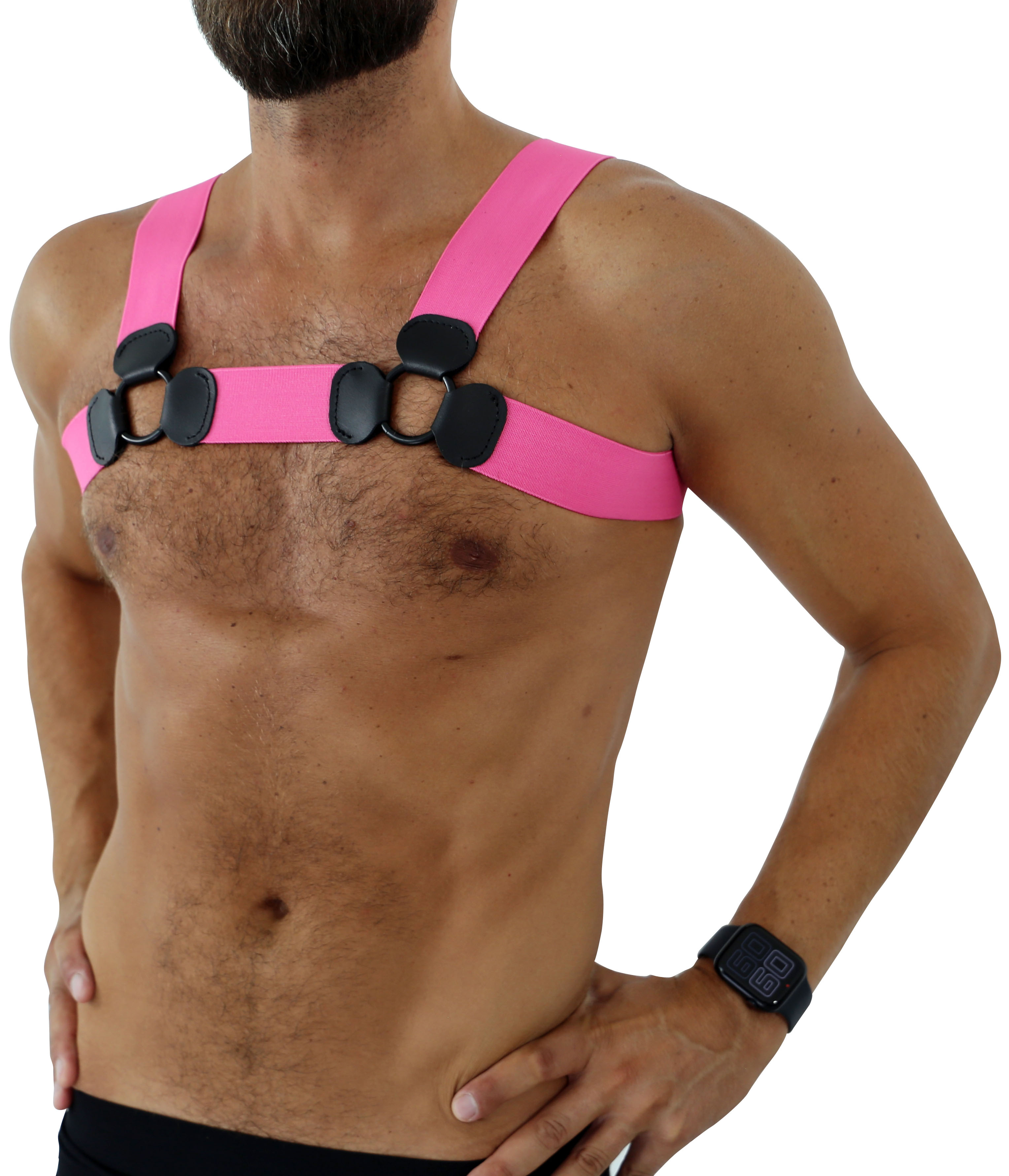 SAXOS PVC Brust Harness pink L/XL