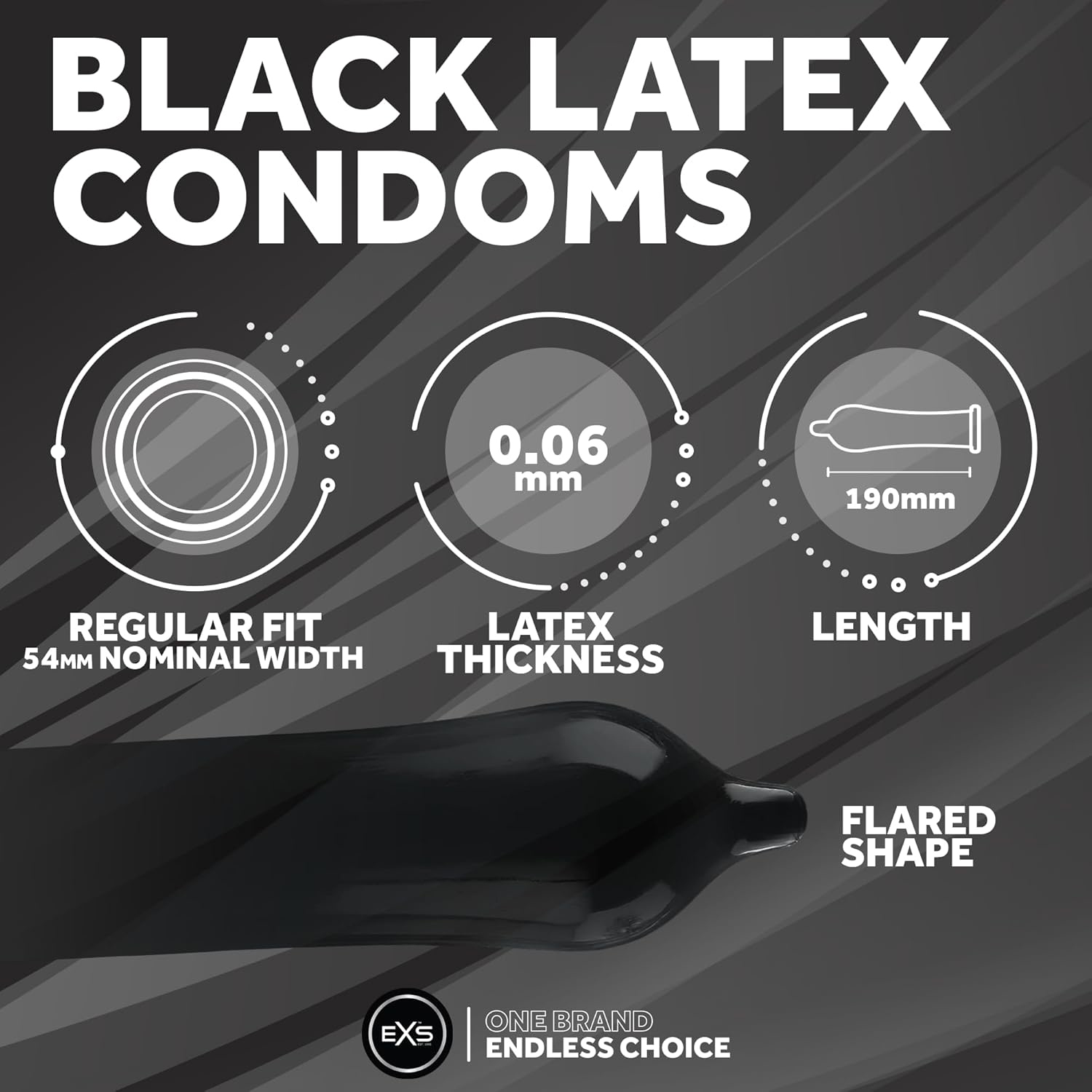 EXS Black Latex condoms (100pcs)