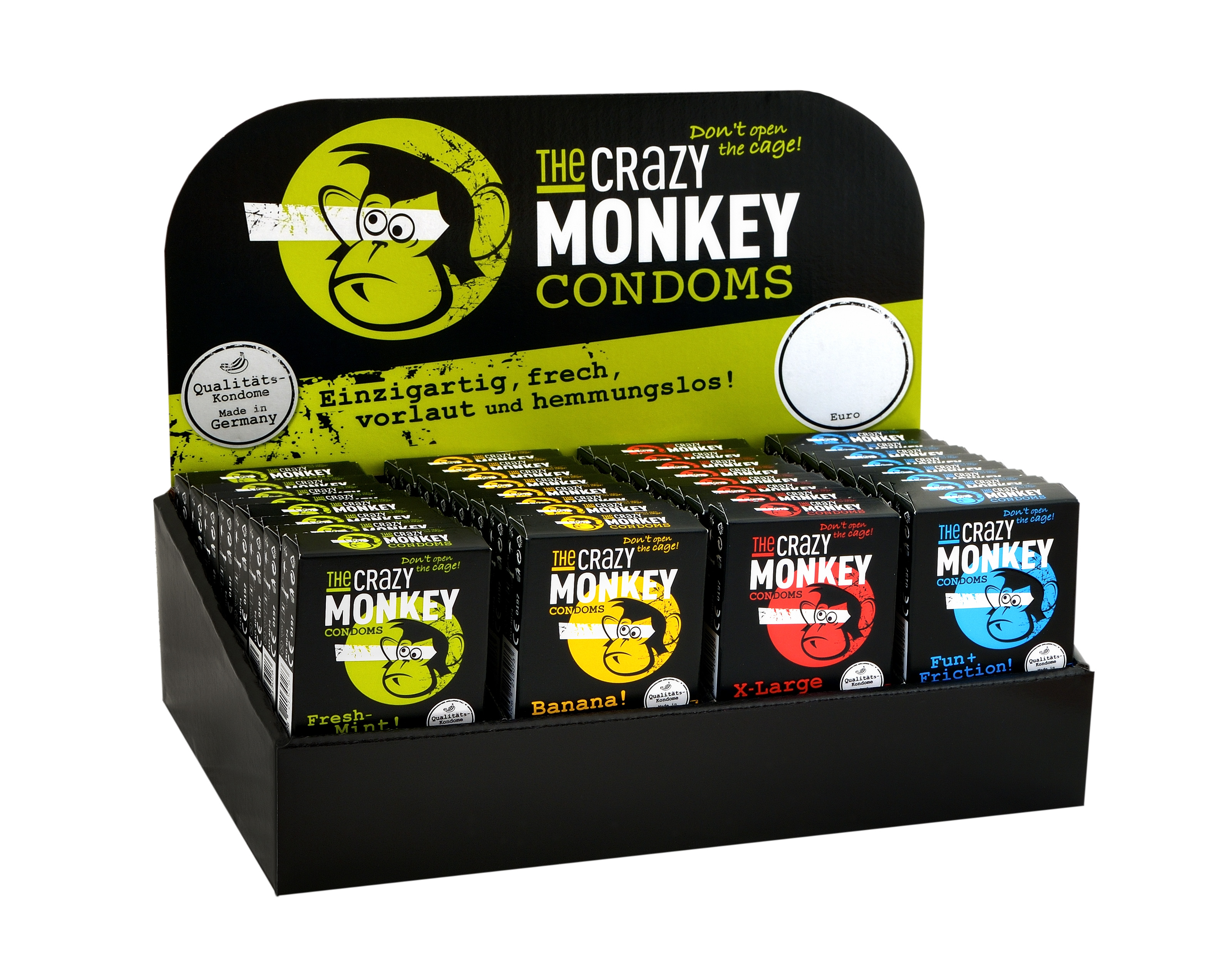 THE CRAZY MONKEY Condoms Display m. 32 x 3er-Pack.