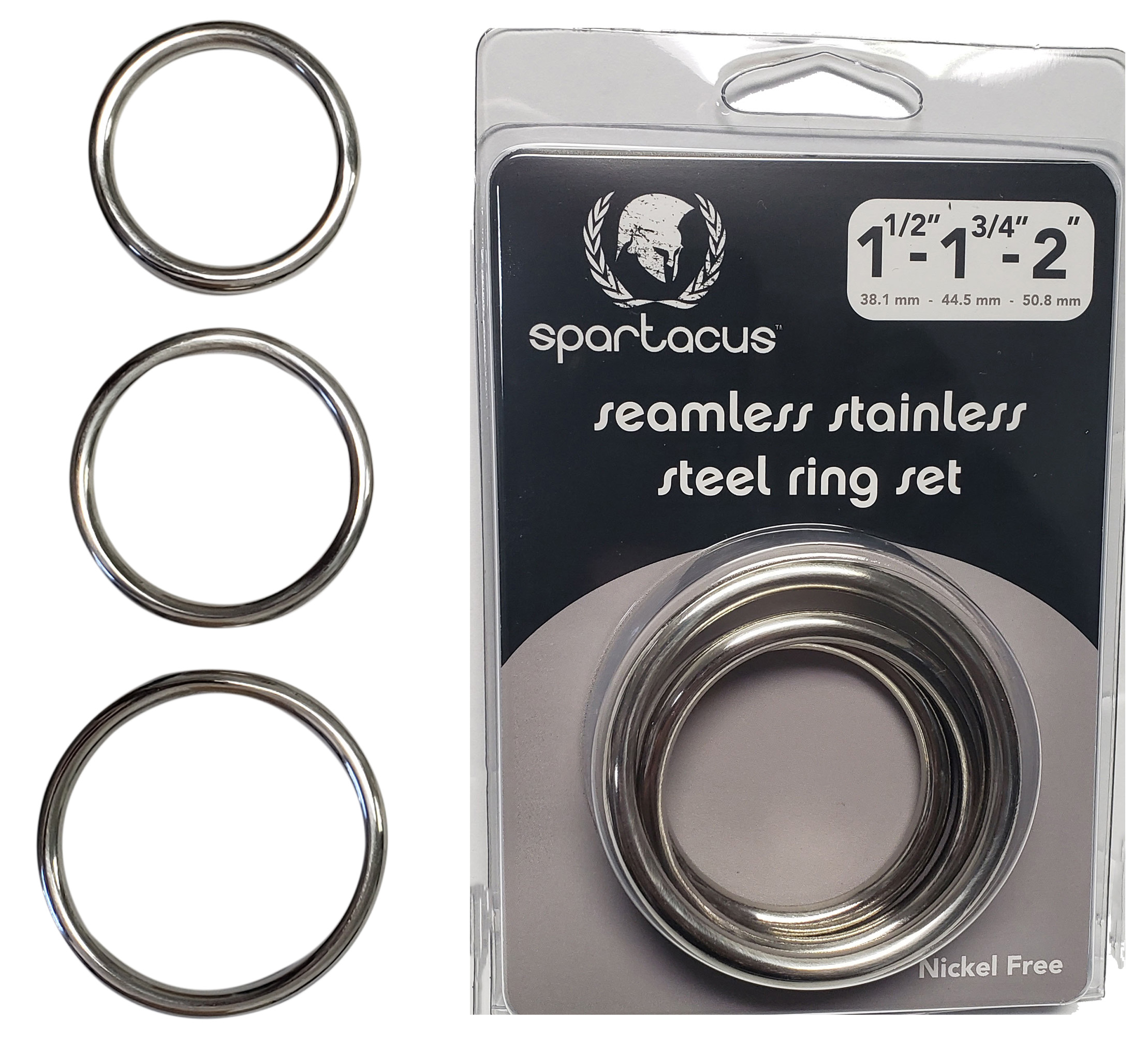 SPARTACUS Seamless Stainless Steel C-Ring Set-1.5", 1.75" & 2"