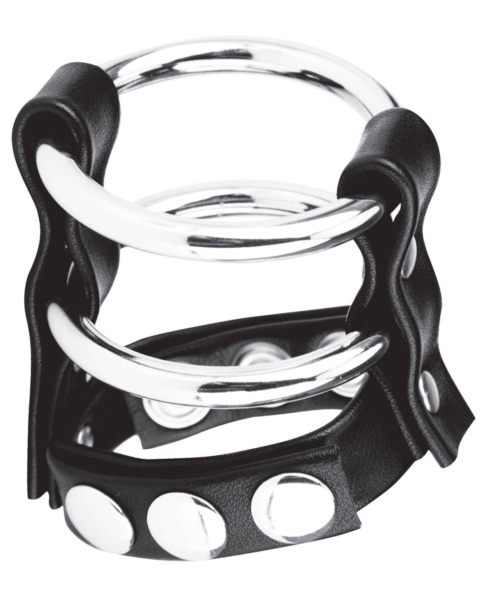 BLUE LINE C&B GEAR Double Metal Cock Ring With Adjust. Snap Ball Strap