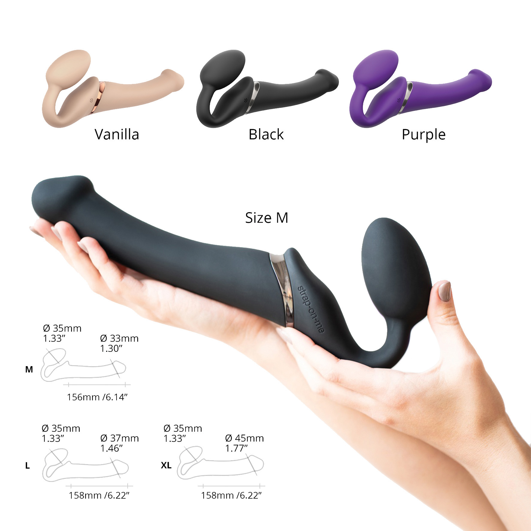 Strap-on-me Vibrating bendable strap-on black M