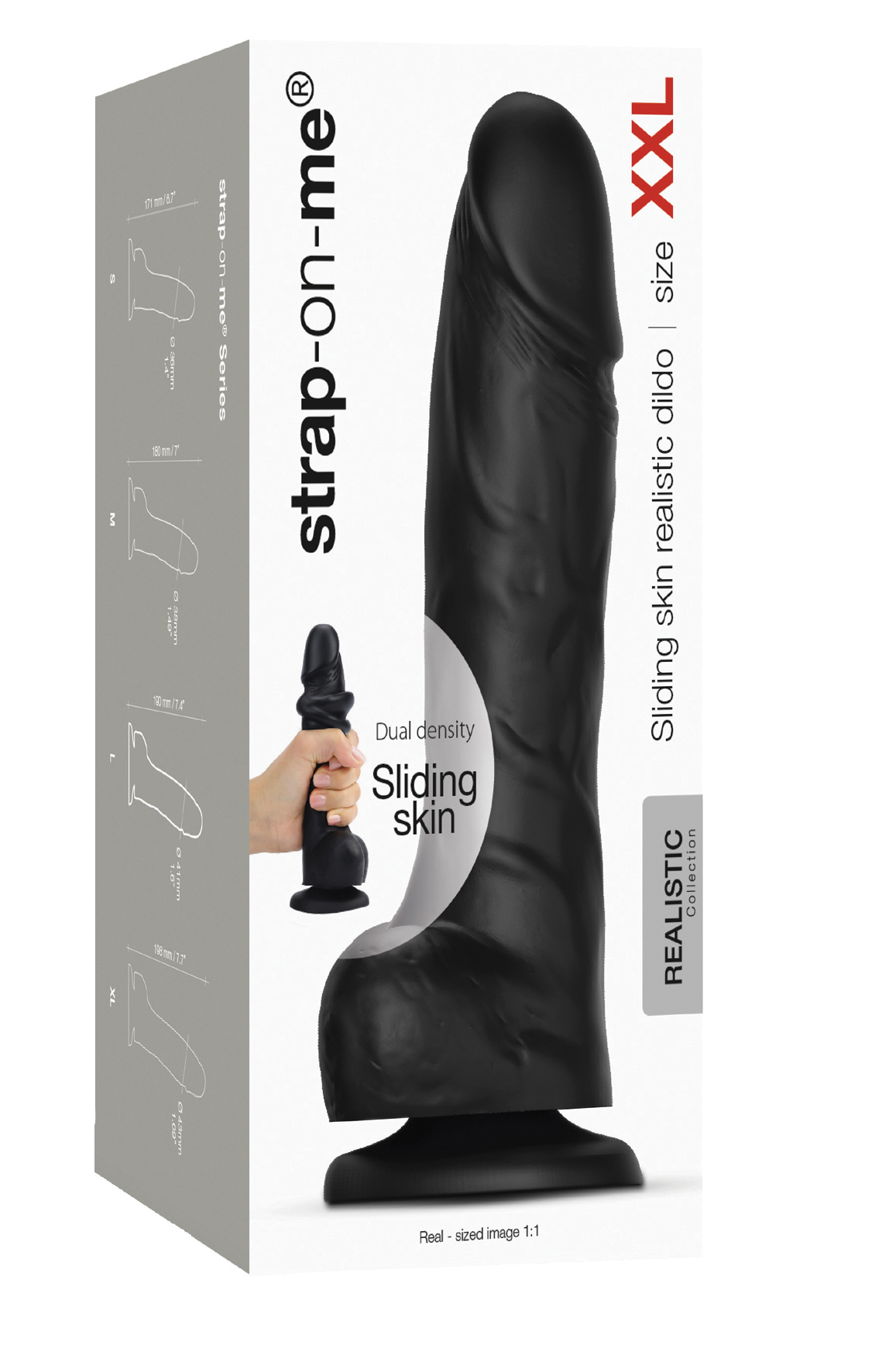 Strap-on-me Sliding Skin Realistic Dildo black XXL