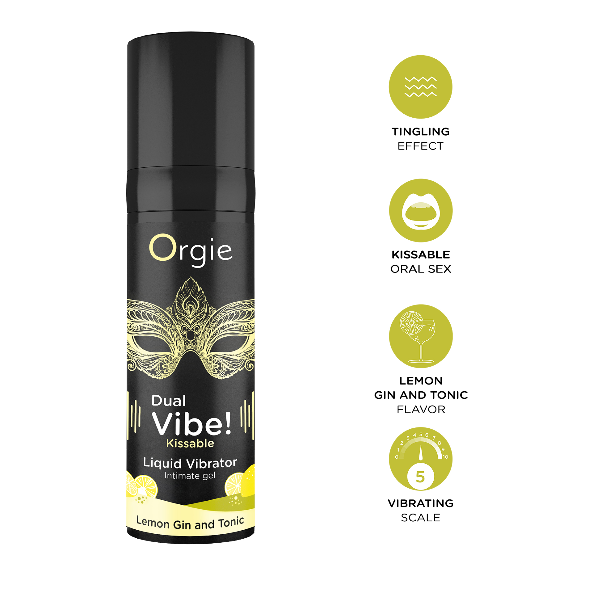 ORGIE Dual Vibe! Lemon Gin and Tonic Kissable Liquid Vibrator