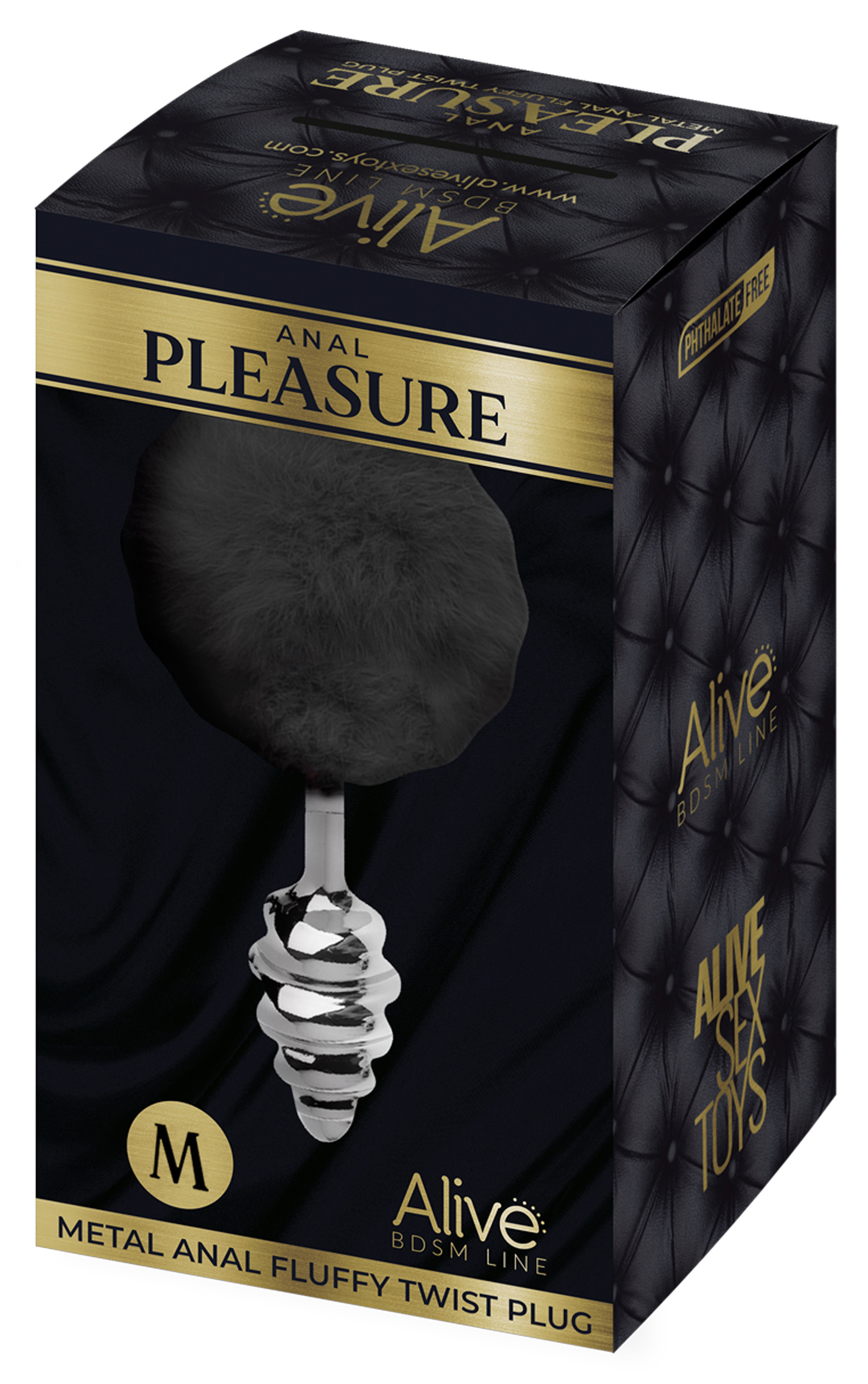 ALIVE Metal Anal Fluffly Twist Plug M Black