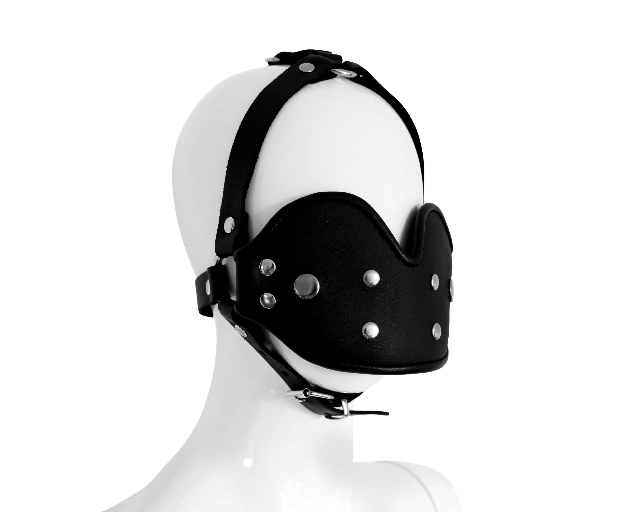 XX-DREAMSTOYS Leder-Mund Knebel Maske schwarz