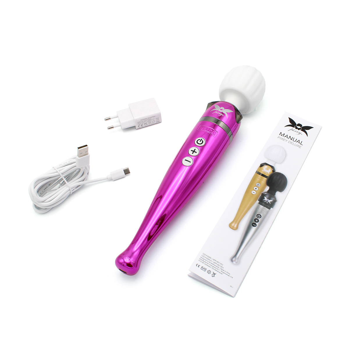 Pixey Deluxe Wand Massager pink chrome