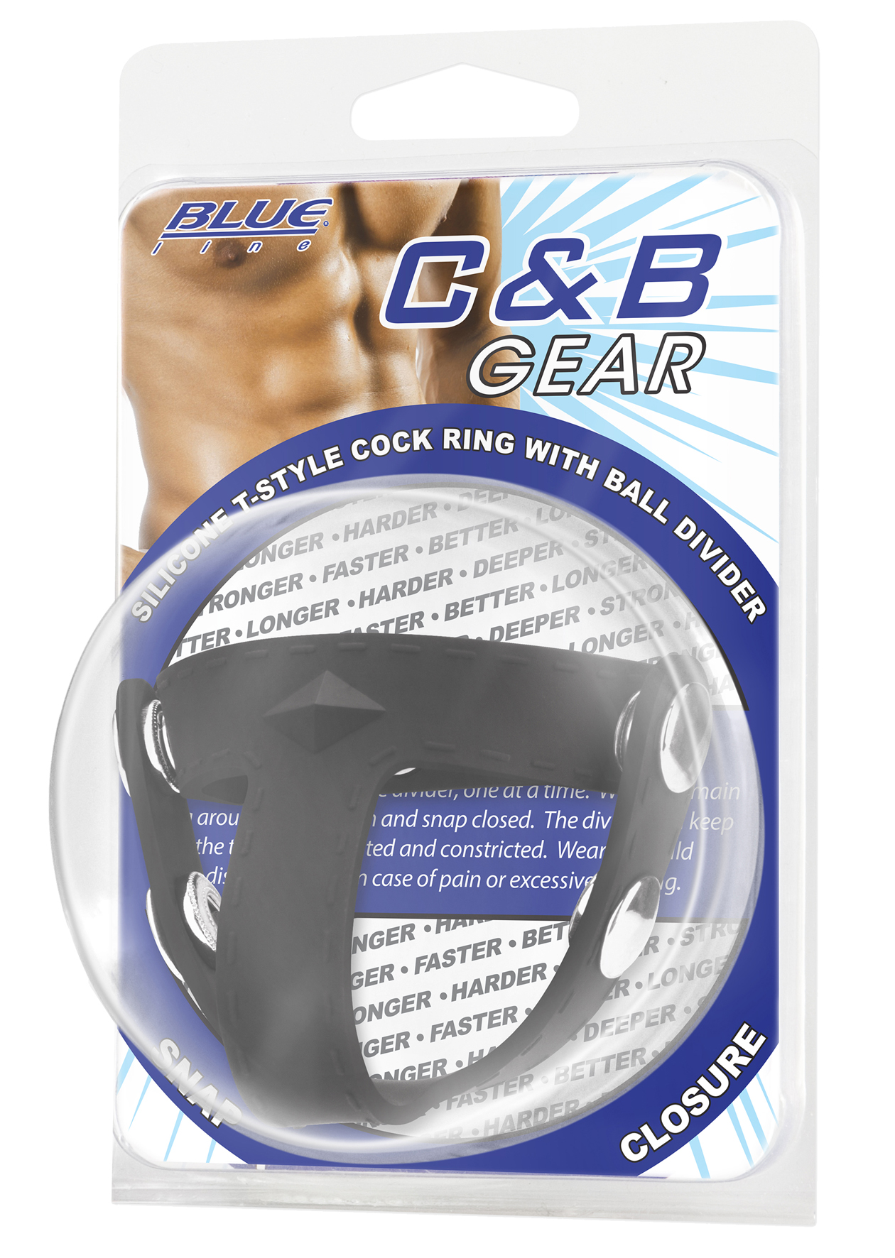 BLUE LINE C&B GEAR Silicone T-style Cock Ring With Ball Divider