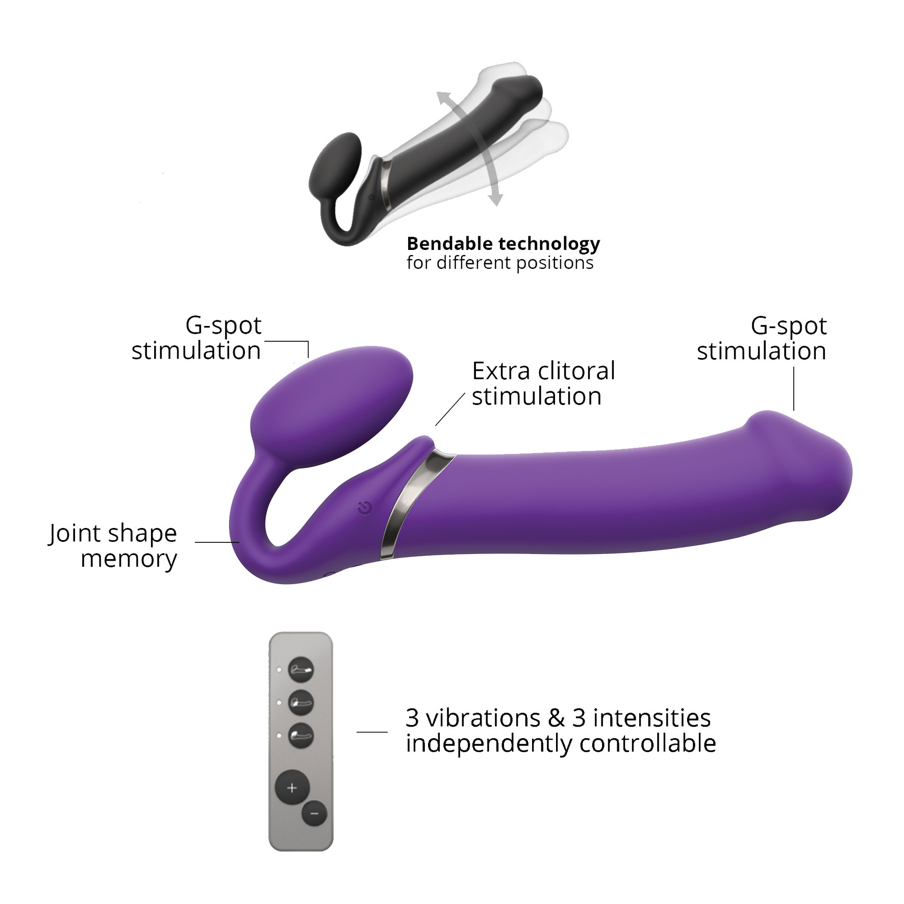 Strap-on-me Vibrating bendable strap-on purple XL