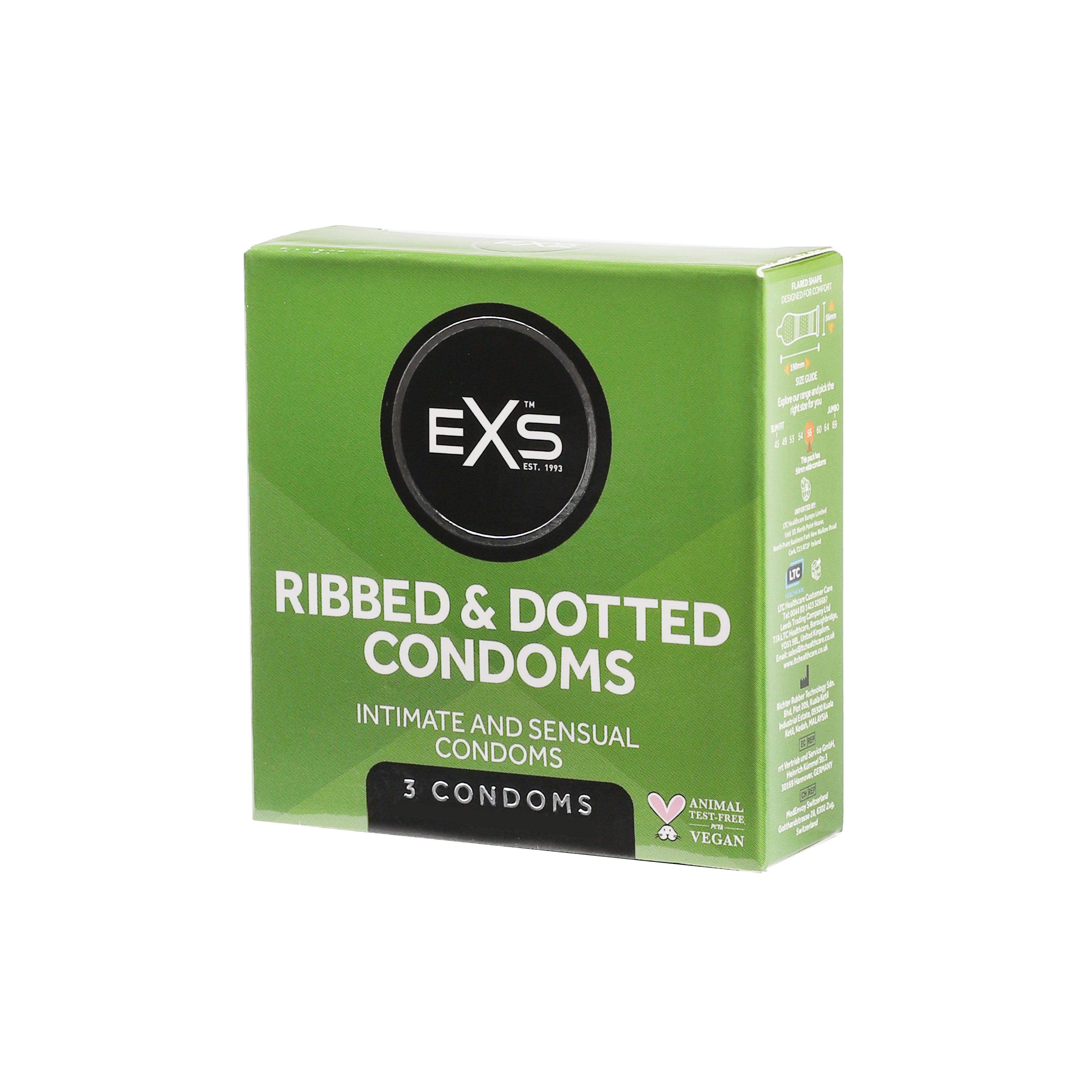 EXS Ribbed & dotted condoms (3pcs)