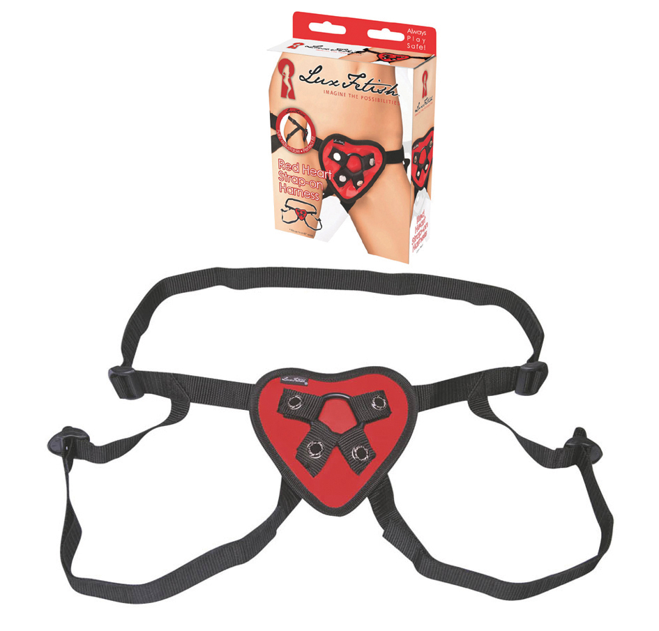 LUX FETISH Red Heart Strap-On Harness