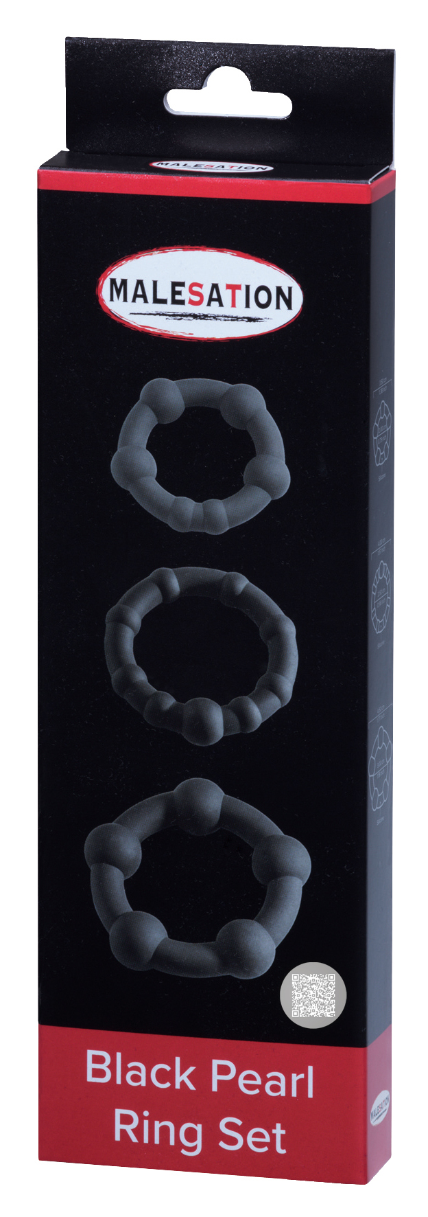 MALESATION Black Pearl Ring Set