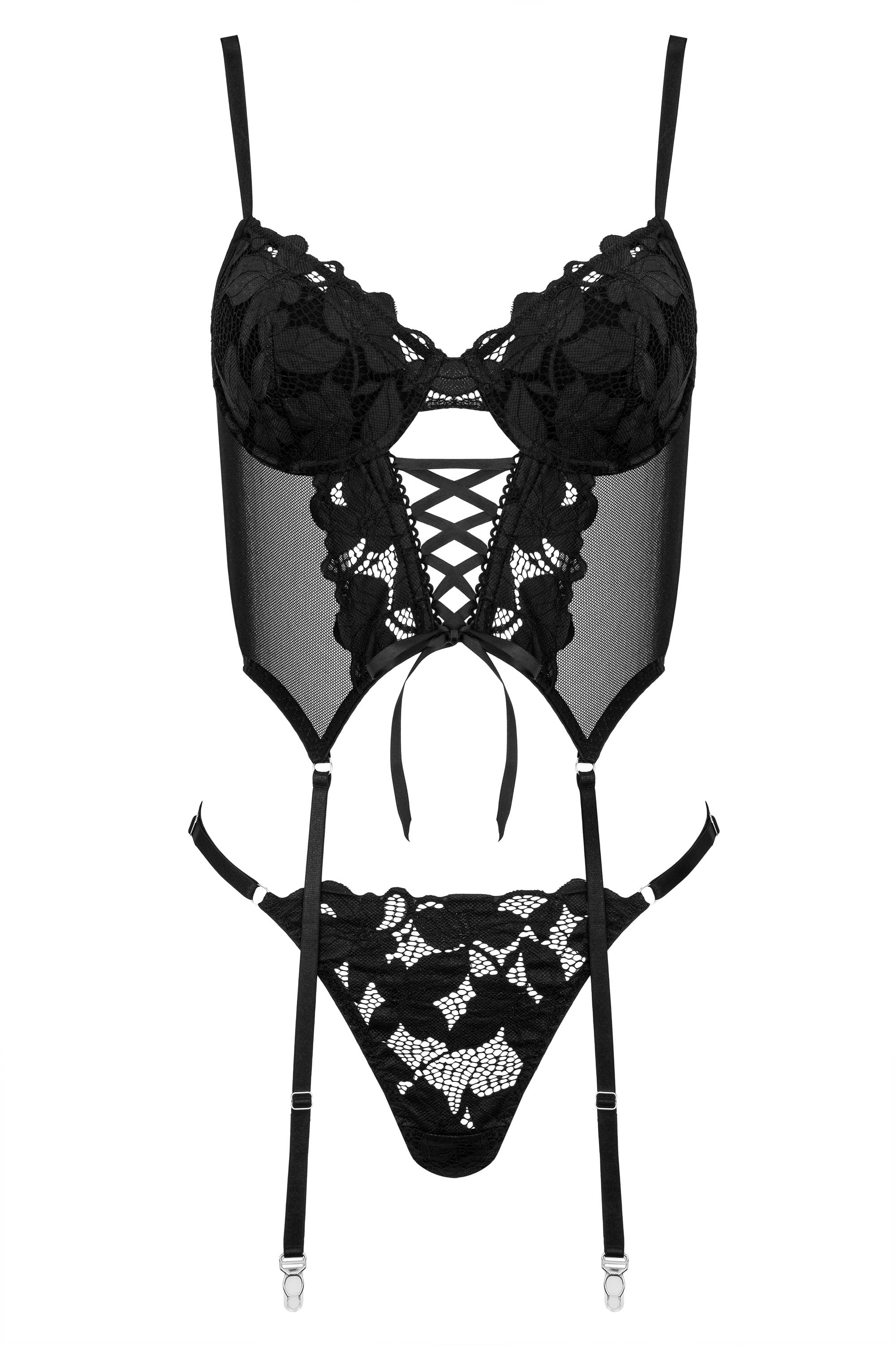 KOTEK 2er-Set CO103 Corset & Thong black S/M