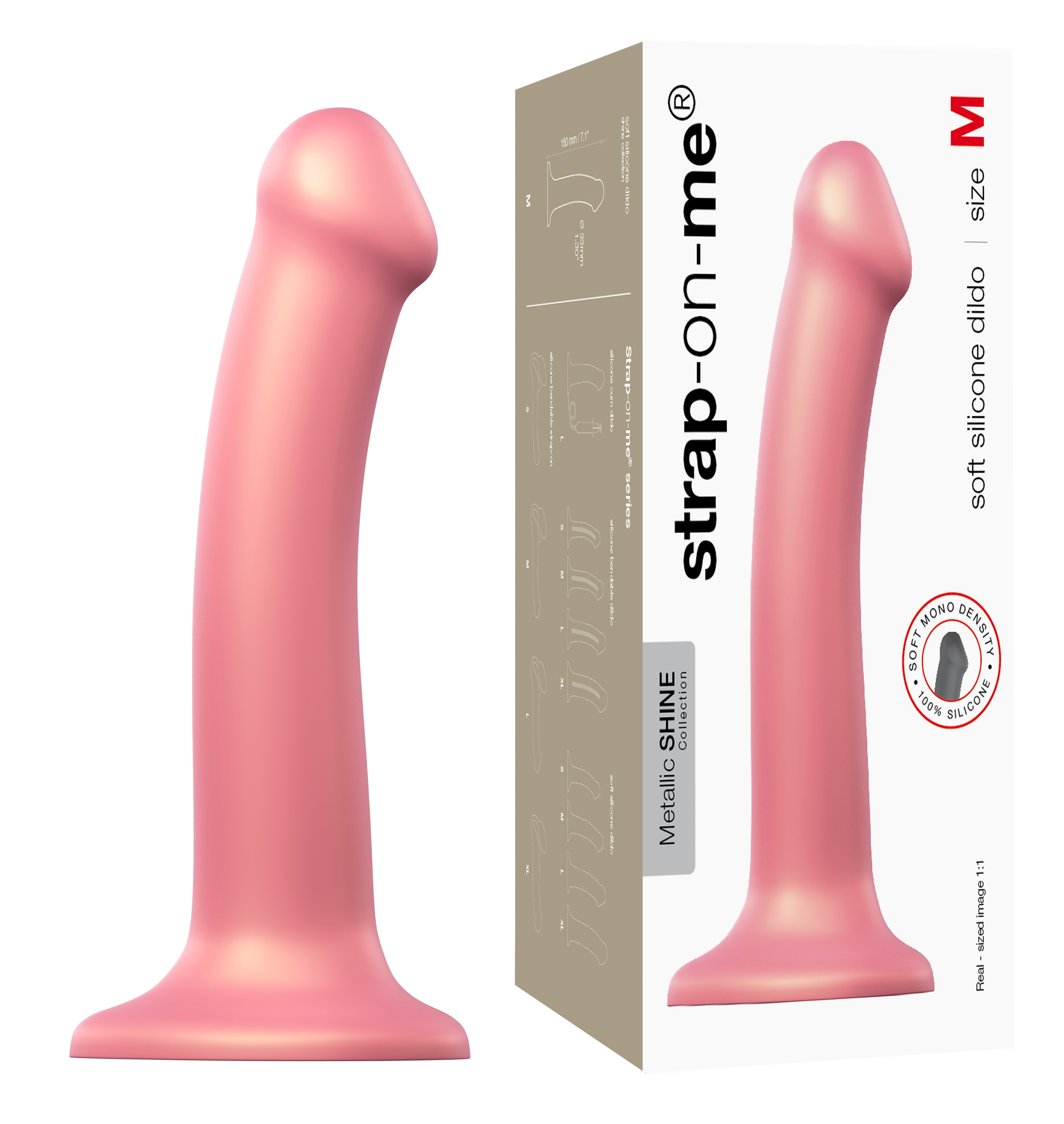 Strap-on-me Mono Density Dildo Rose Metallic Shine M