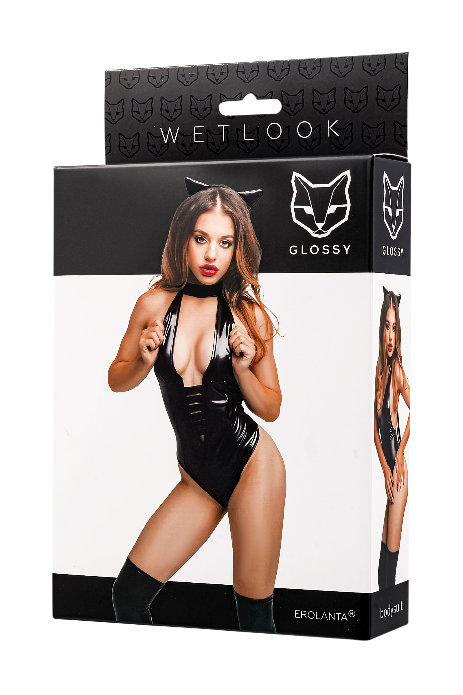 GLOSSY - Wetlook Bodysuit and cat ears M