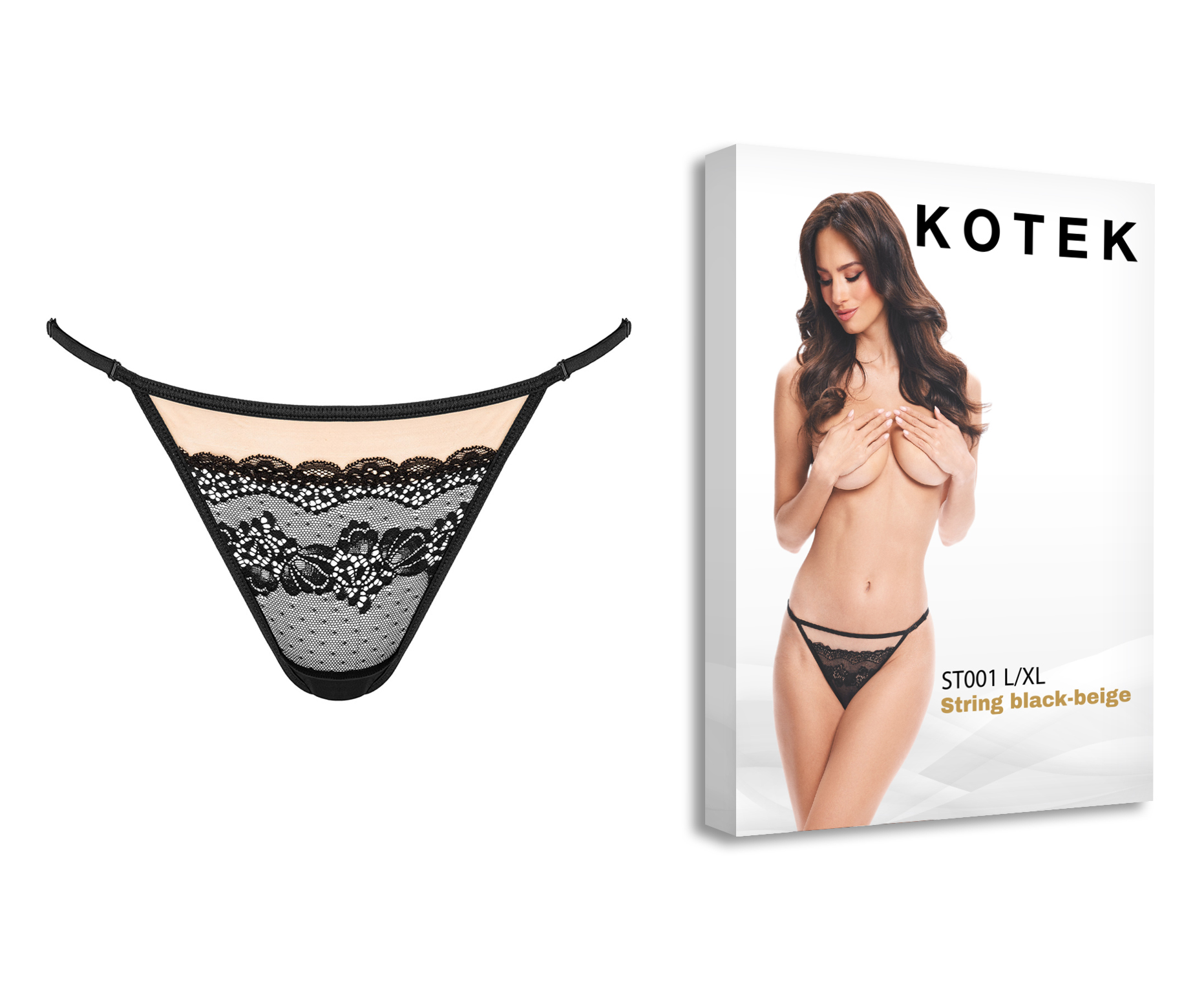 KOTEK String ST001 schwarz-beige L/XL KOTEK String ST001 schwarz-beige L/XL