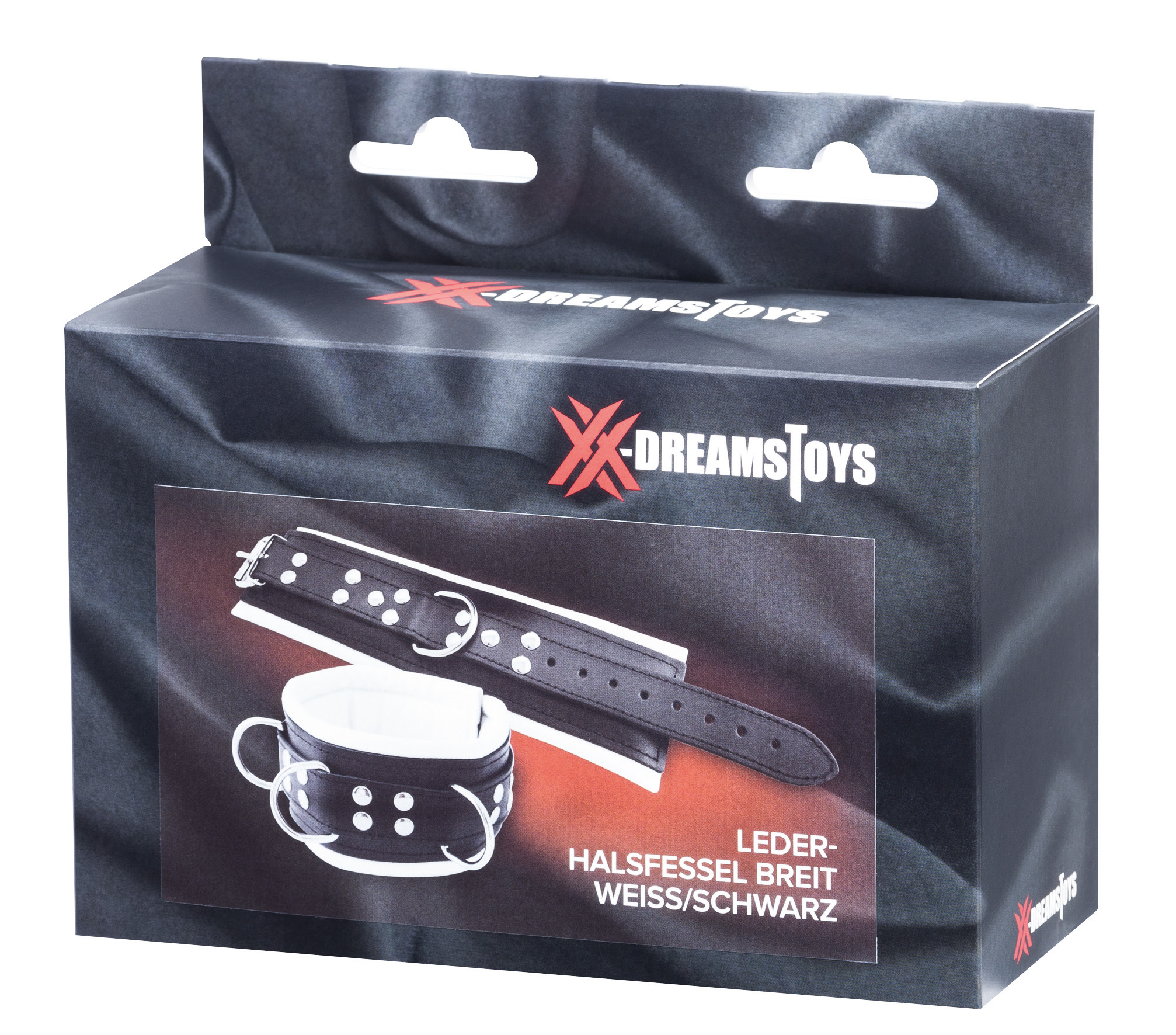 XX-DREAMSTOYS Leder-Halsfessel breit weiss/schwarz