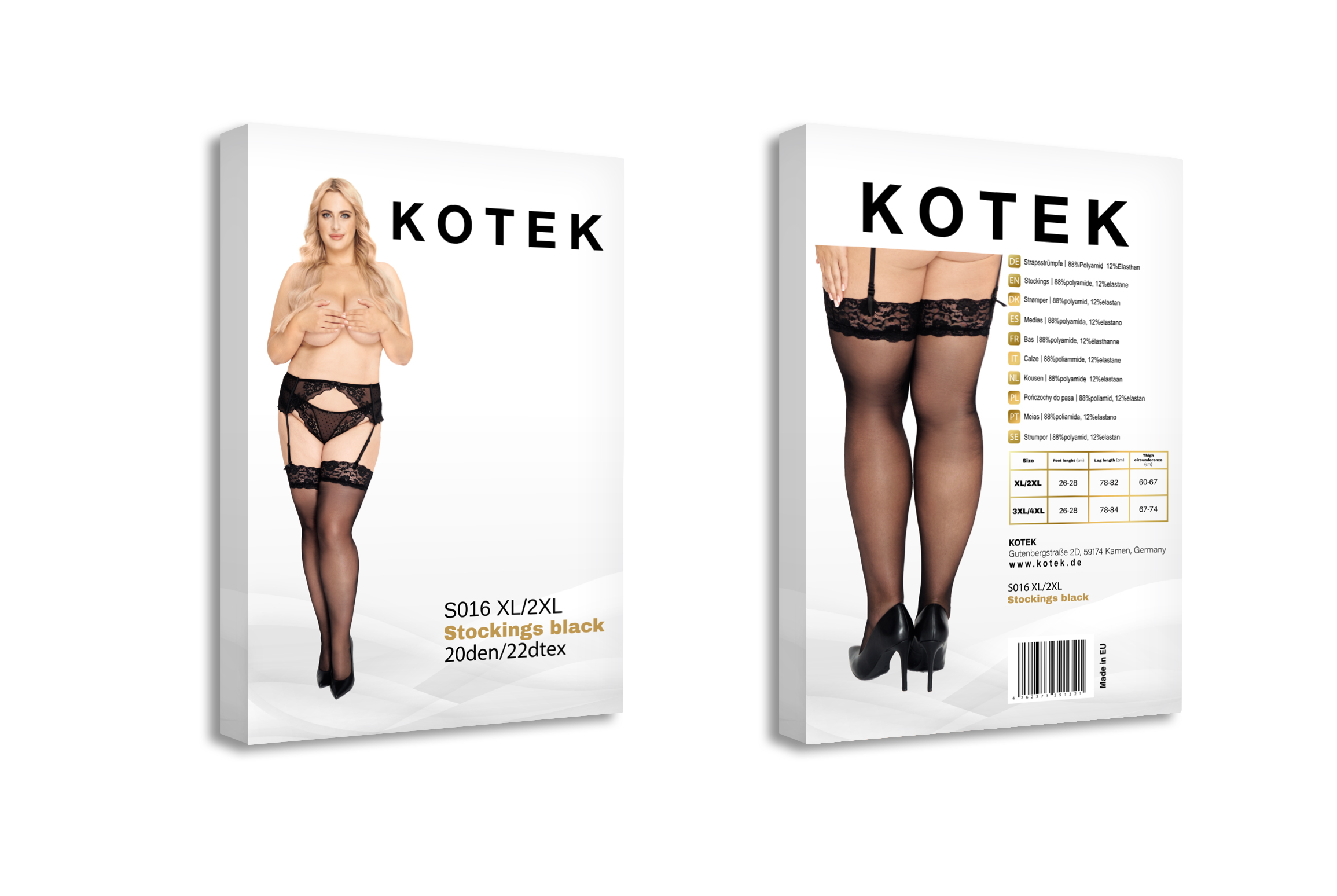 KOTEK Strapsstrümpfe S016 schwarz XL/2XL KOTEK Strapsstrümpfe S016 schwarz XL/2XL