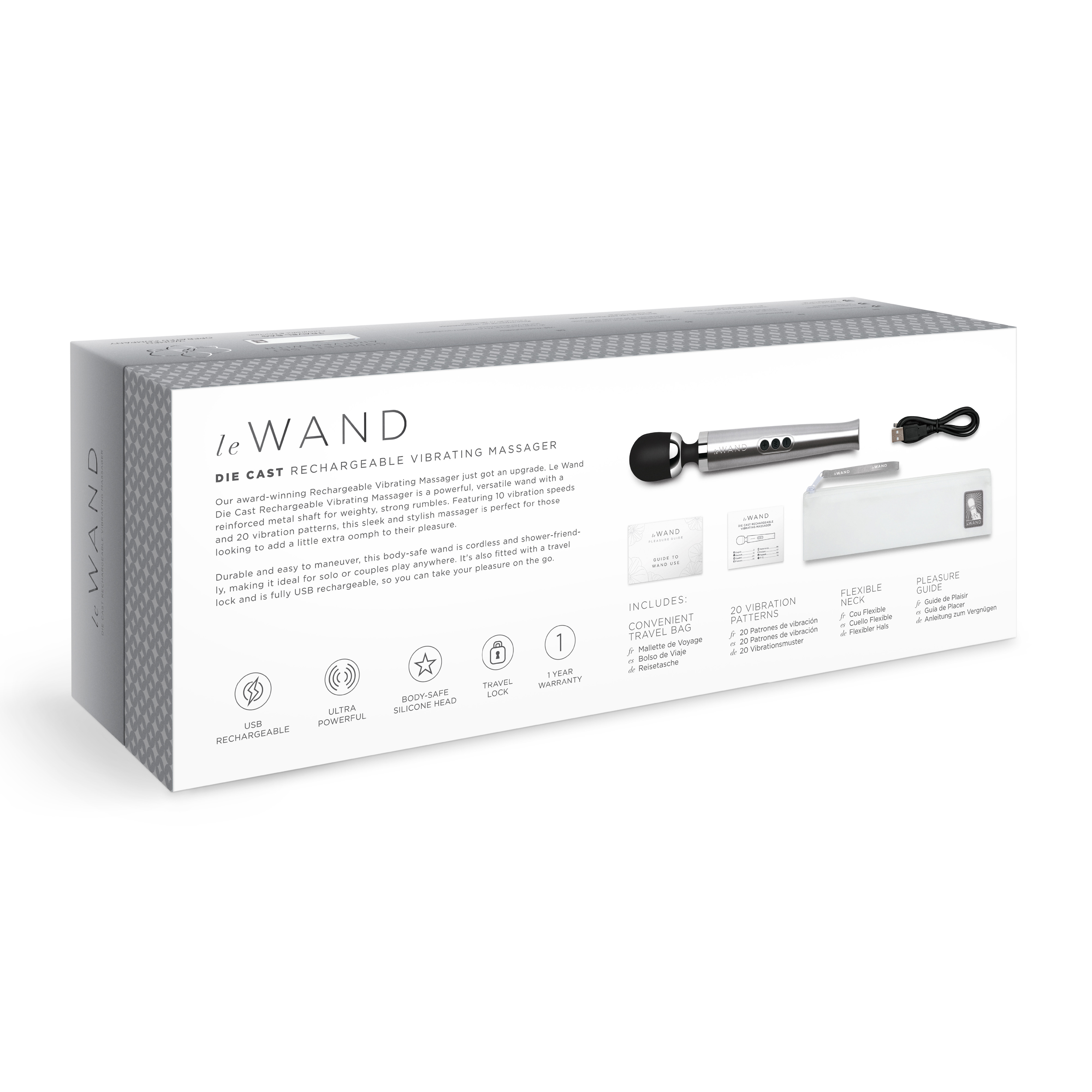 Le Wand Die Cast rechargeable massager silver