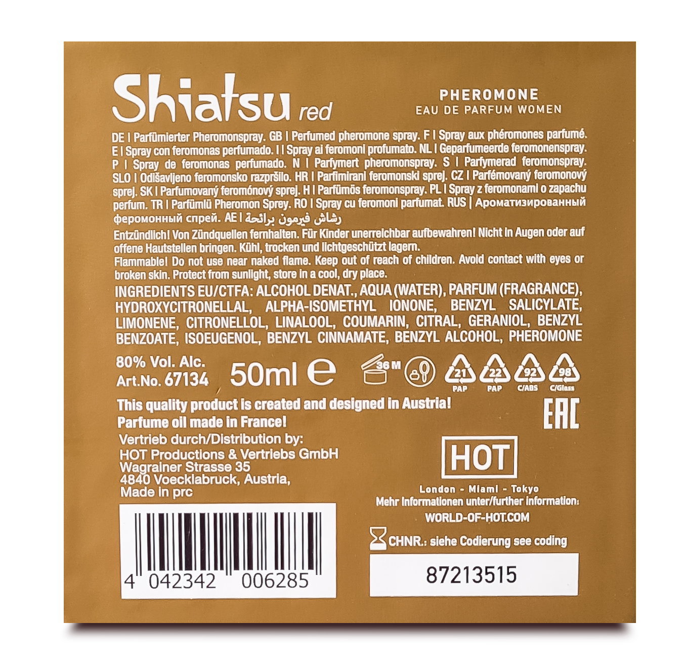 SHIATSU Pheromon Fragrance woman red 50 ml SHIATSU Pheromon Fragrance woman red 50 ml