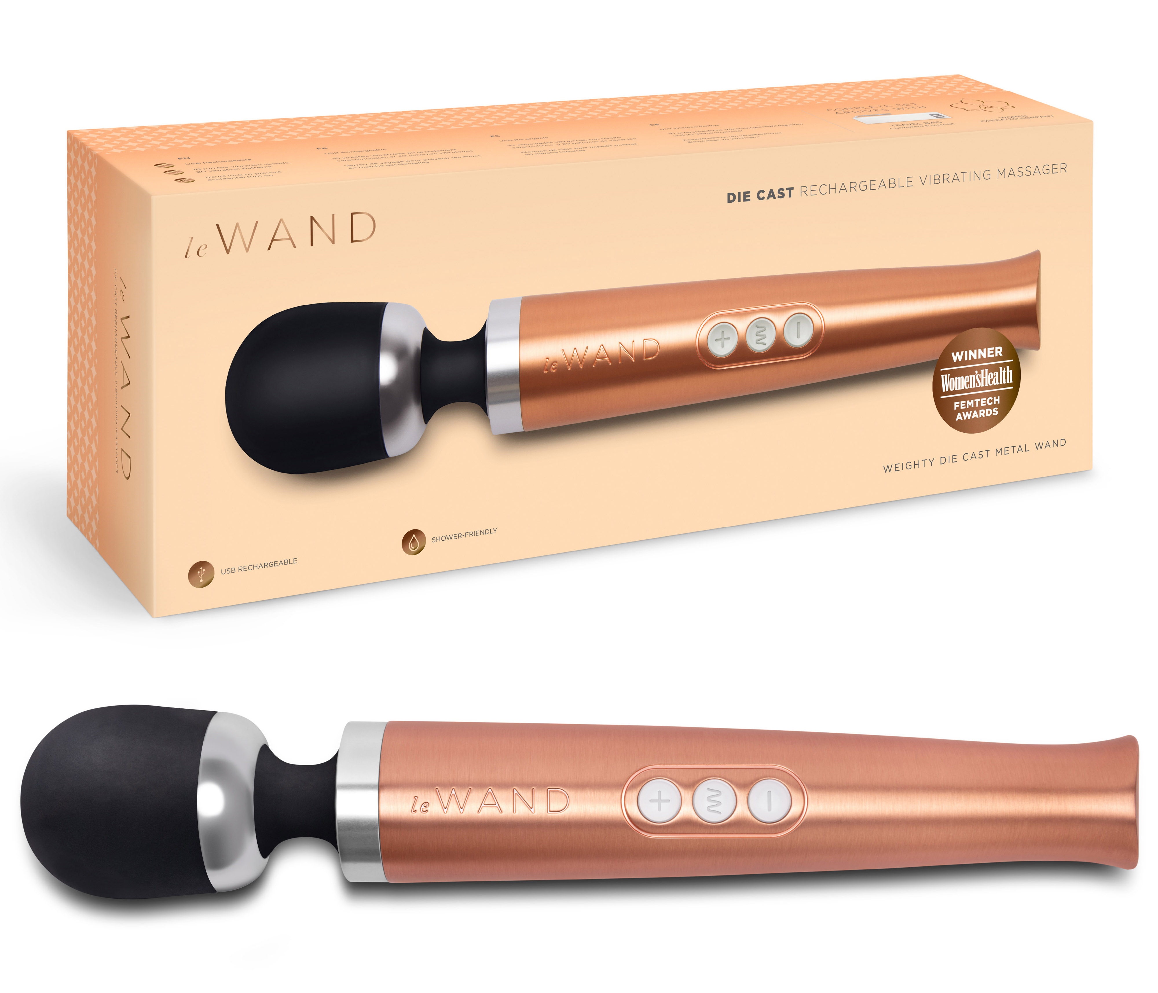 Le Wand Die Cast rechargeable massager rose gold 