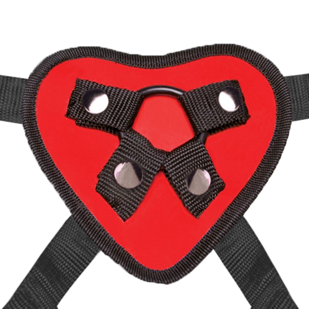 LUX FETISH Red Heart Strap on Harness & 5" Dildo Set