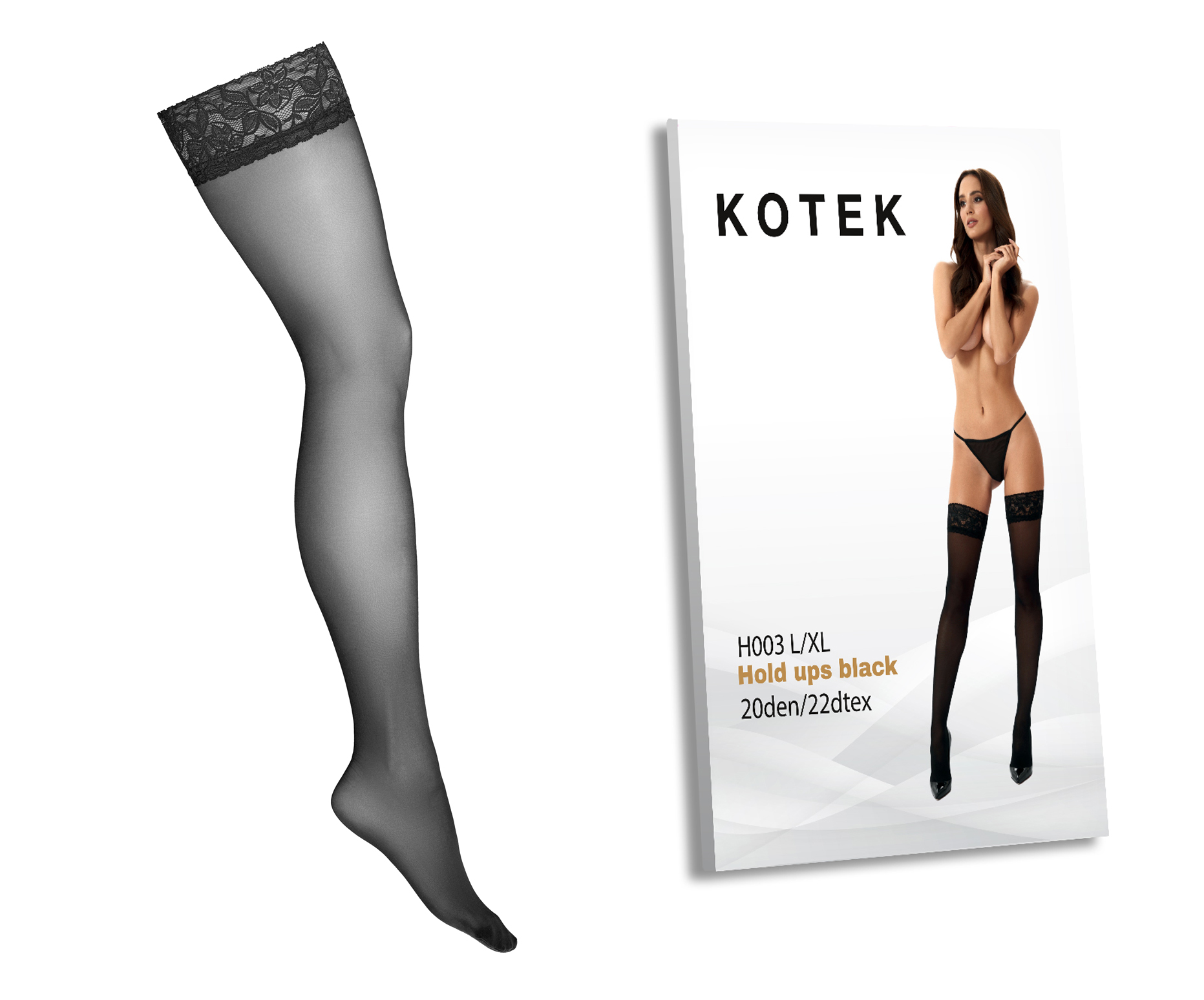 KOTEK Halterlose Strümpfe H003 schwarz L/XL KOTEK Halterlose Strümpfe H003 schwarz L/XL