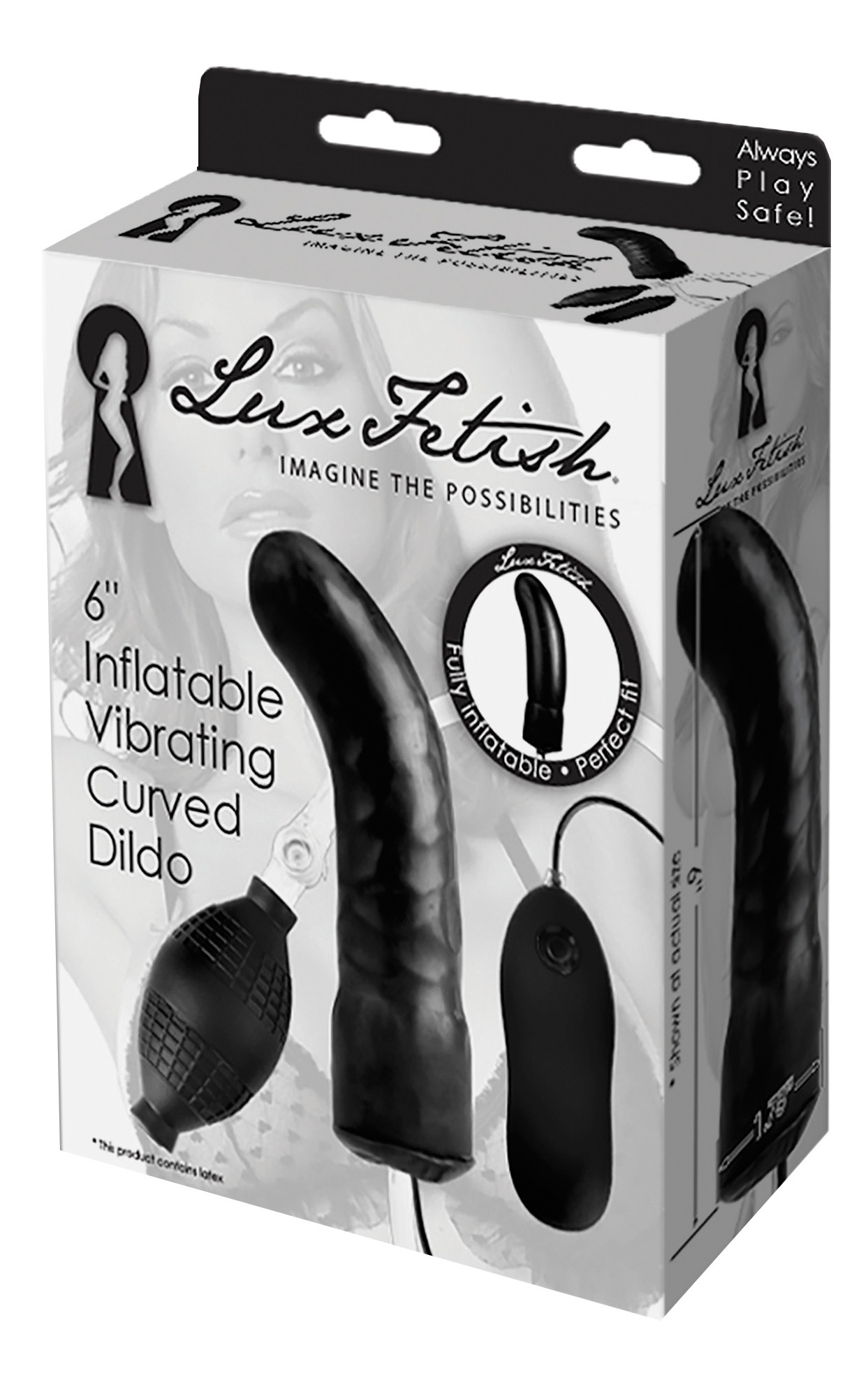 LUX FETISH 6" Inflatbale Vibrating Curved Dildo
