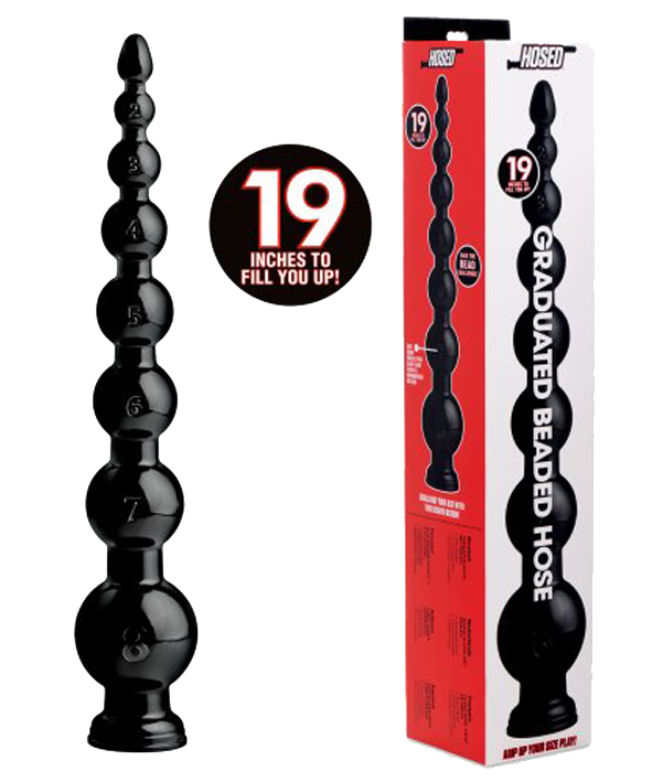 HOSED Graduated Bead Anal Snake 19' Dildo black