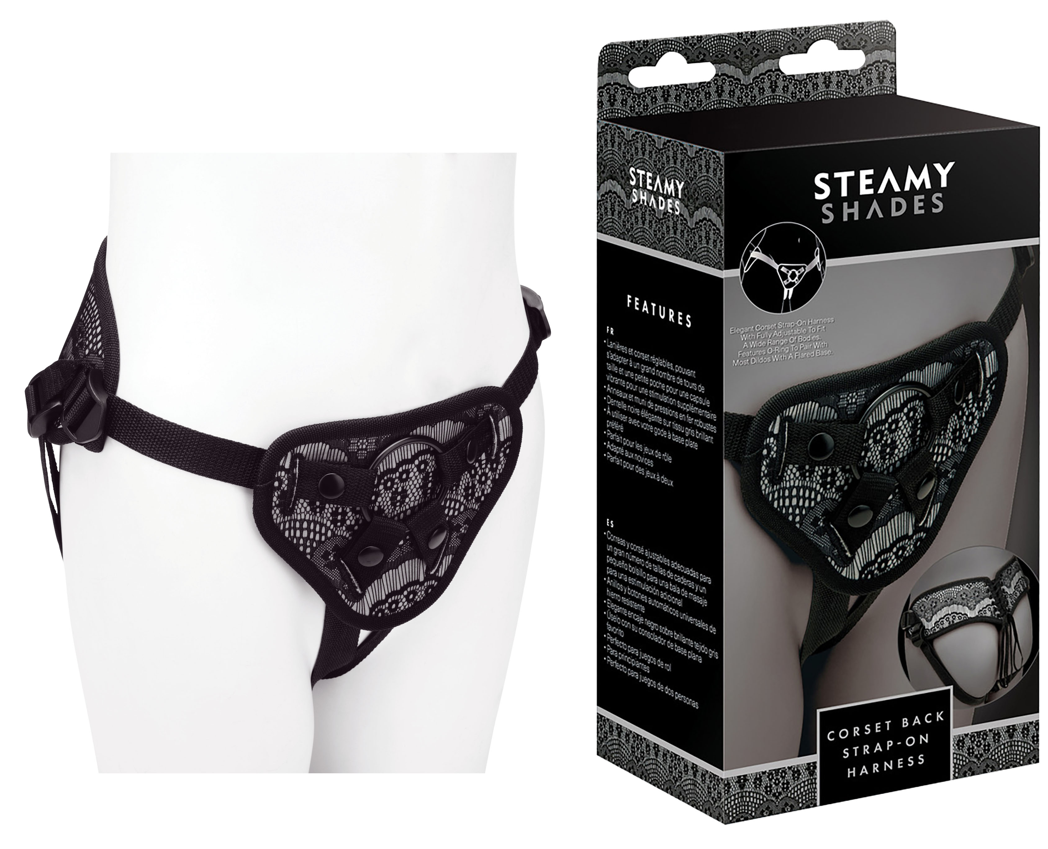 STEAMY SHADES Corset Back Strap On Harness