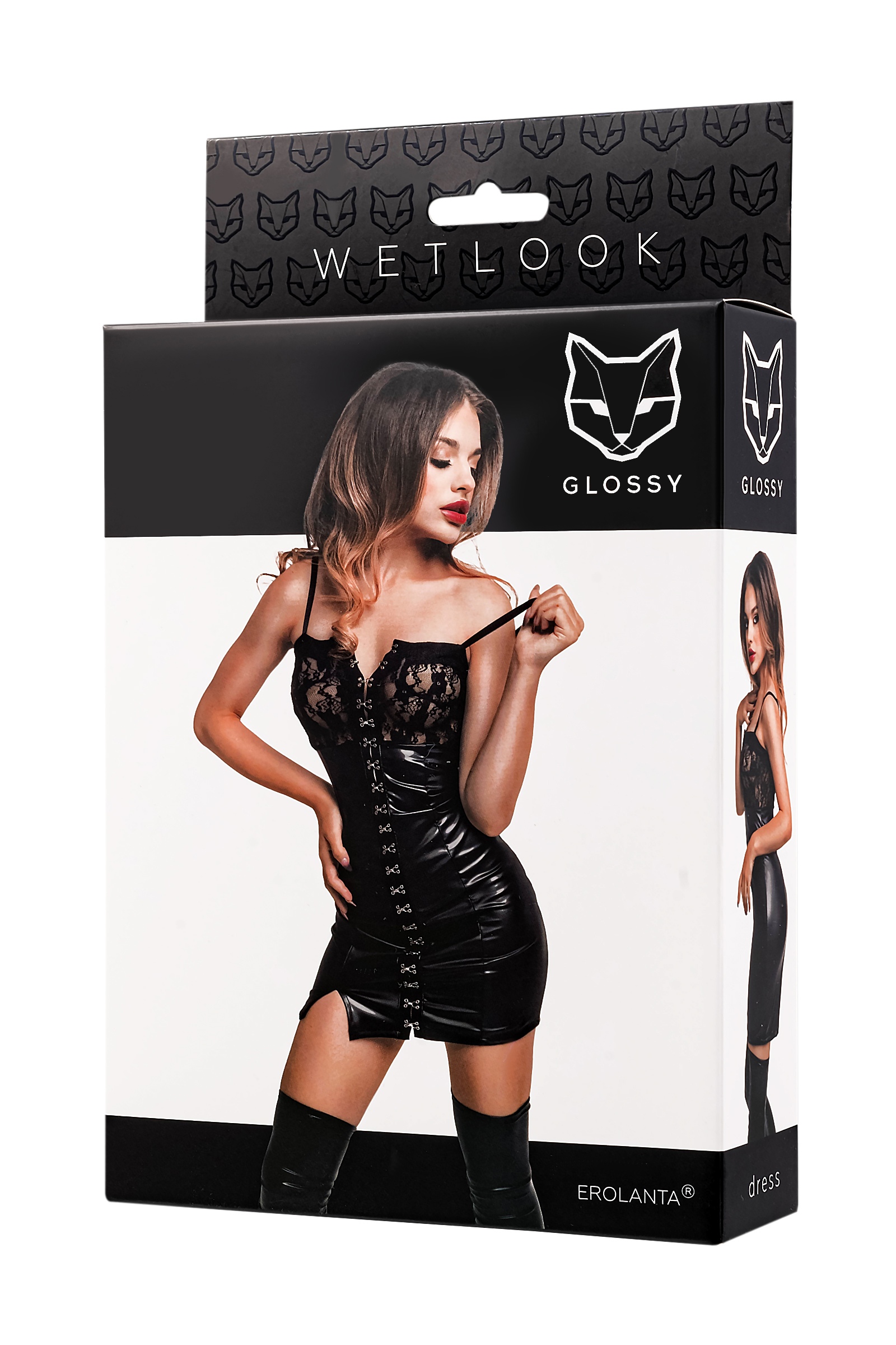 GLOSSY - Wetlook Dress with lacing complete XL