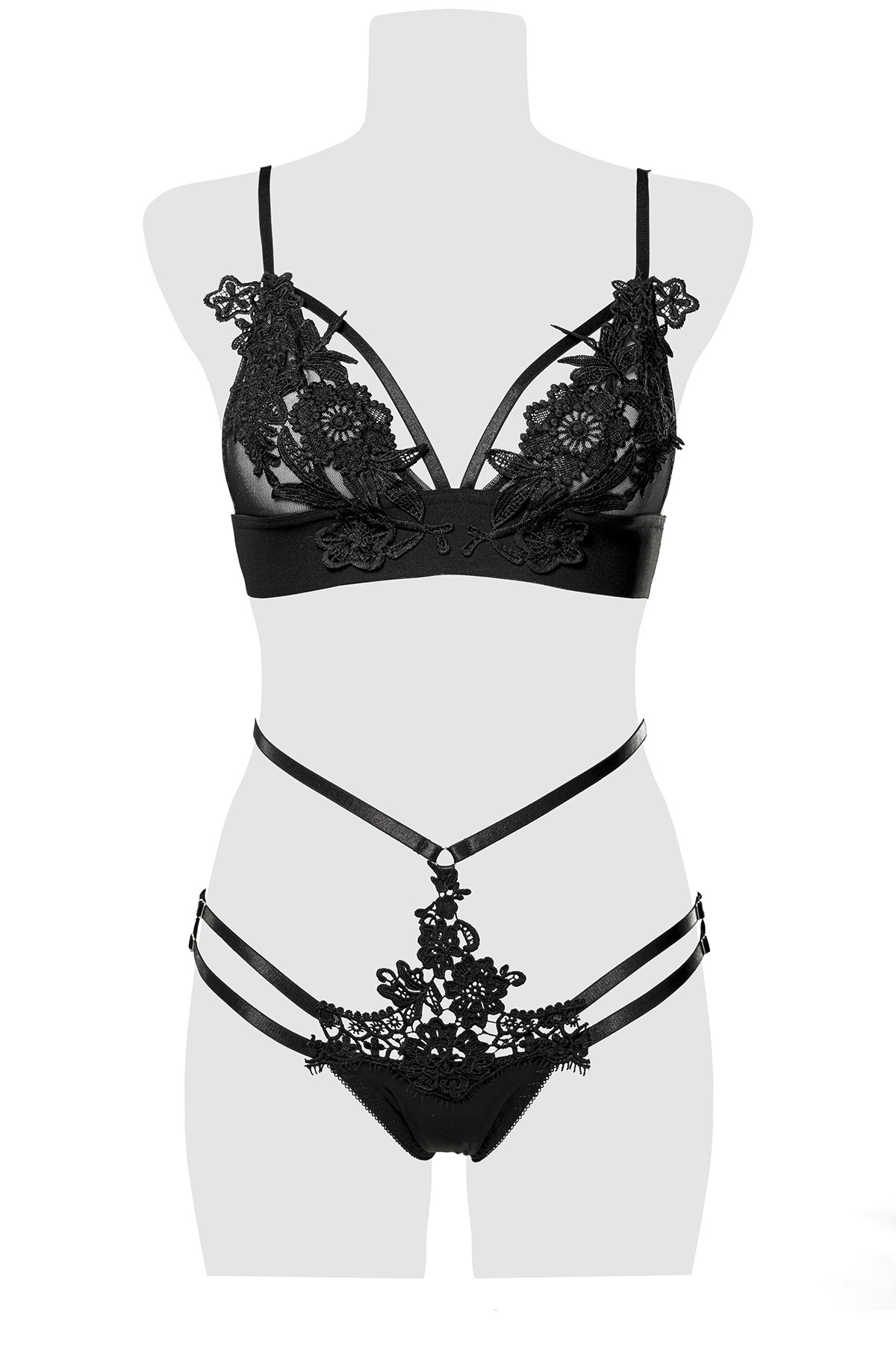 GREY VELVET 2-tlg.Set (Bralette, brazilian Slip) S