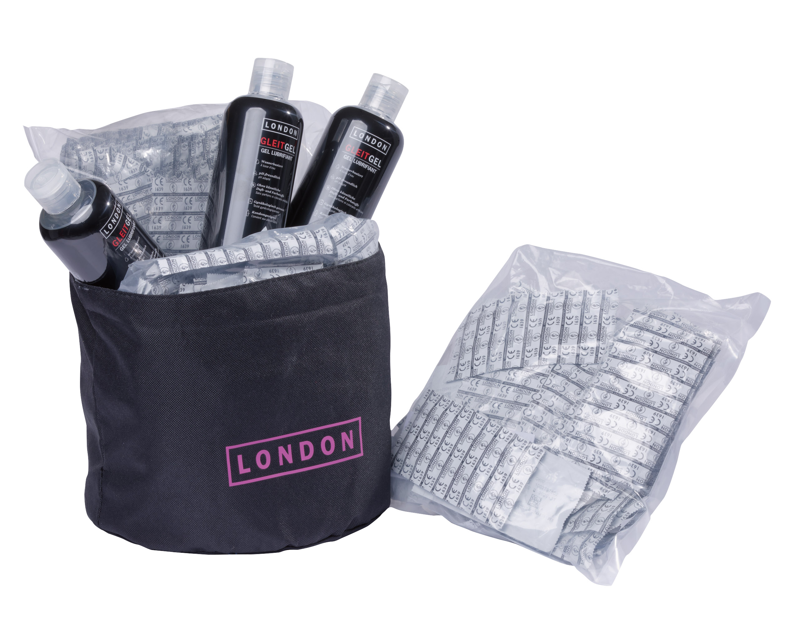 LONDON Bag mit 3 x LONDON Gleitgel u. 3 x LONDON Q600 100er