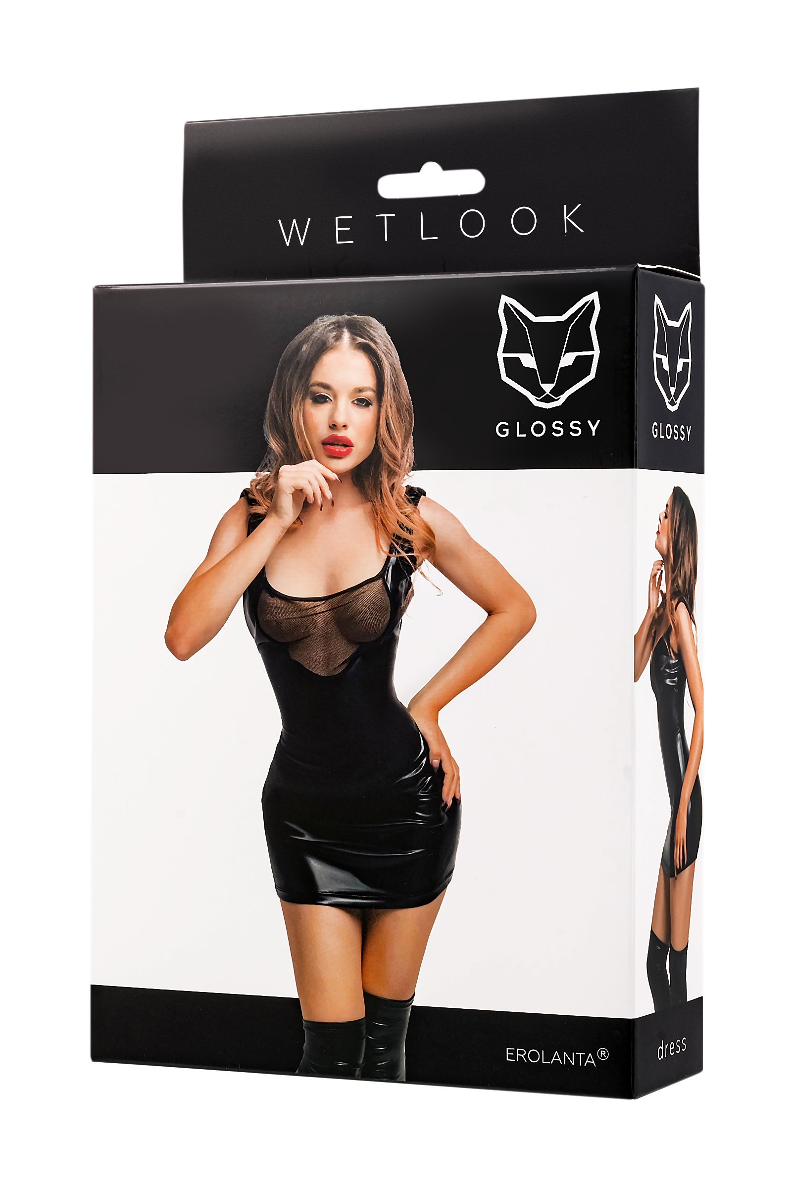 GLOSSY - Wetlook Dress with transparent top L