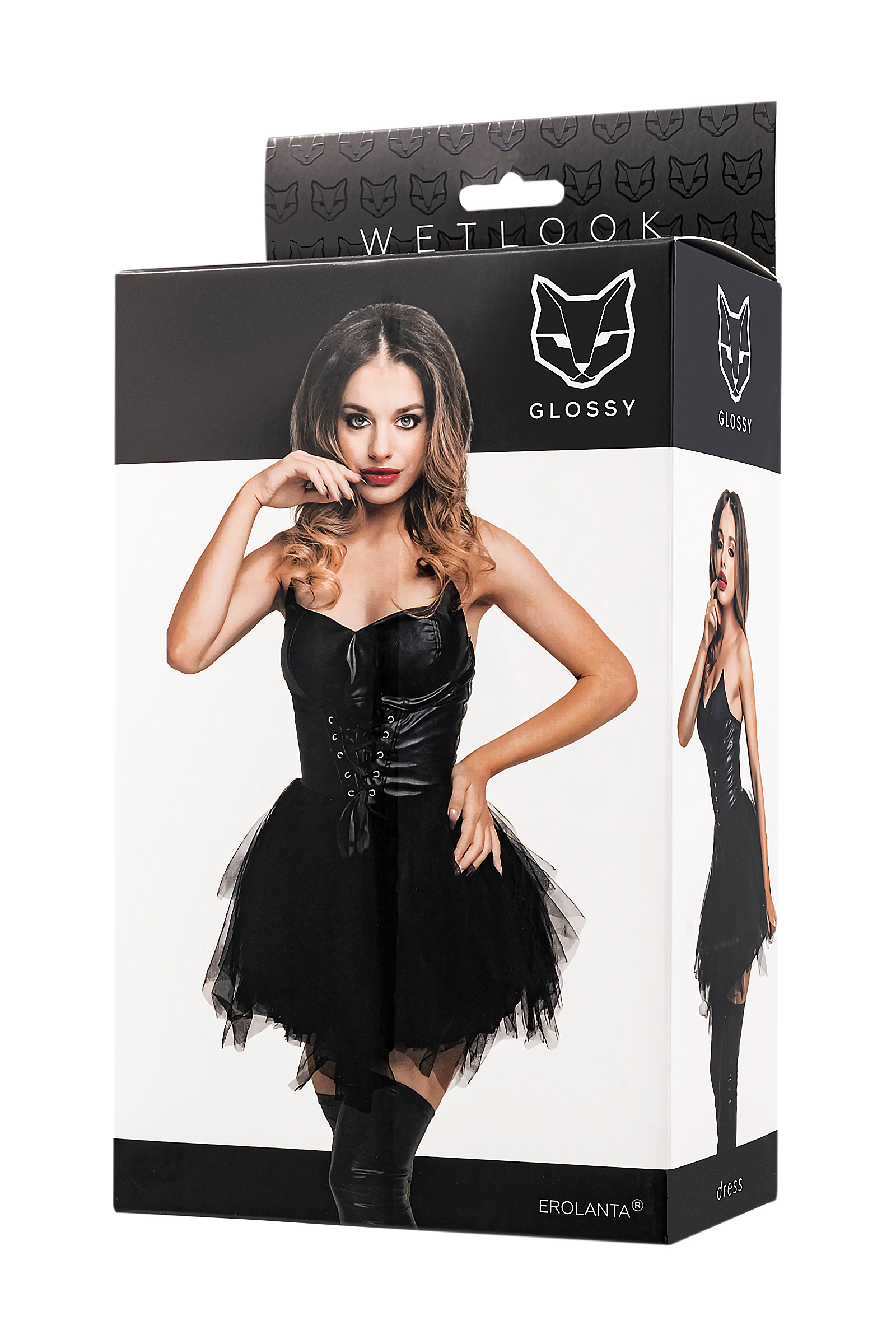 GLOSSY - Wetlook Dress with tulle L