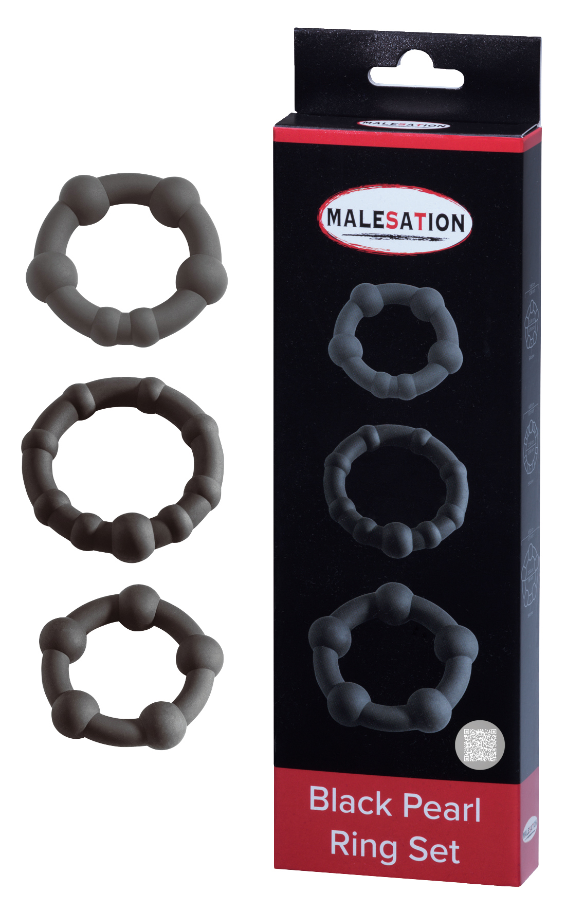 MALESATION Black Pearl Ring Set