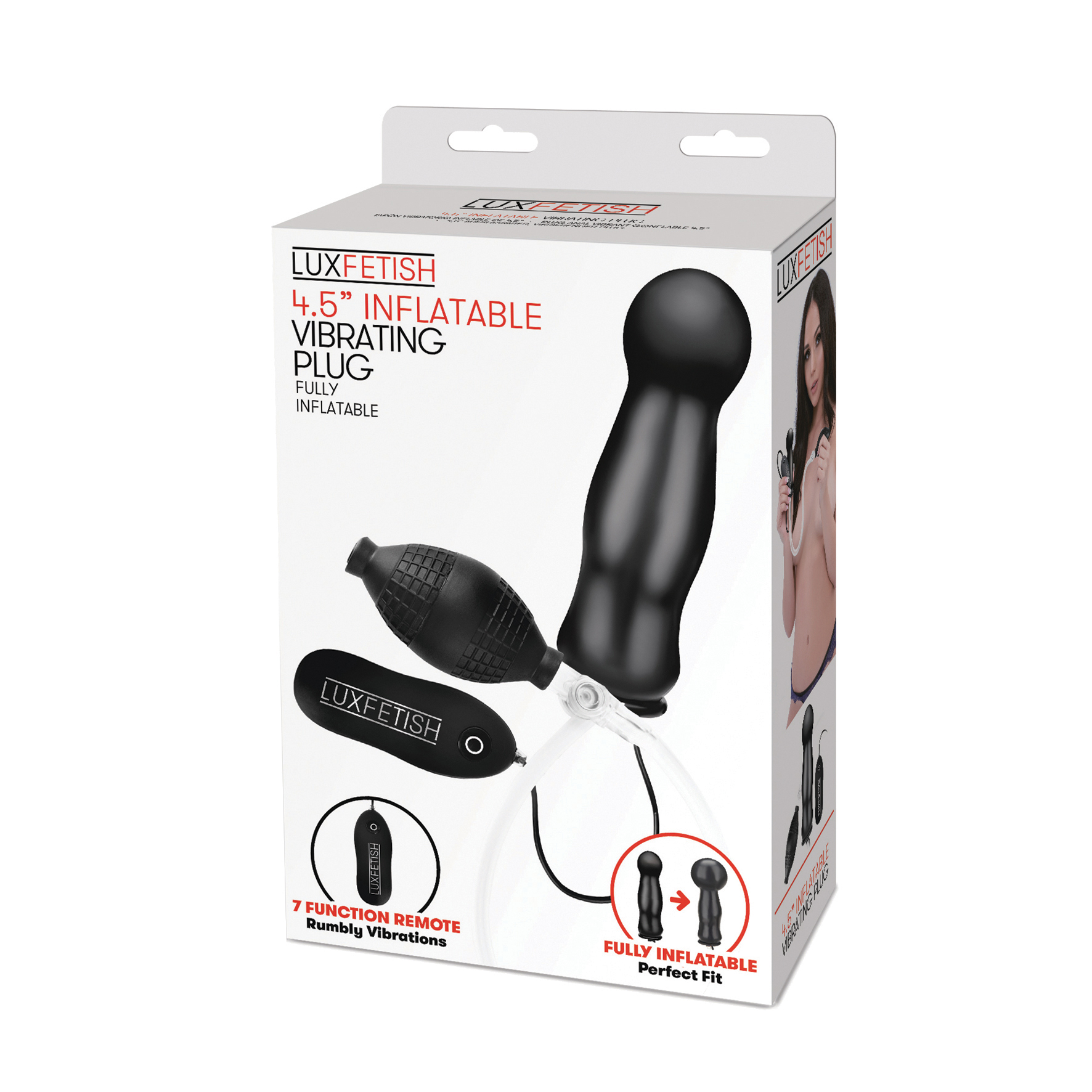 LUX FETISH 4,5” Inflatable Vibrating Butt Plug