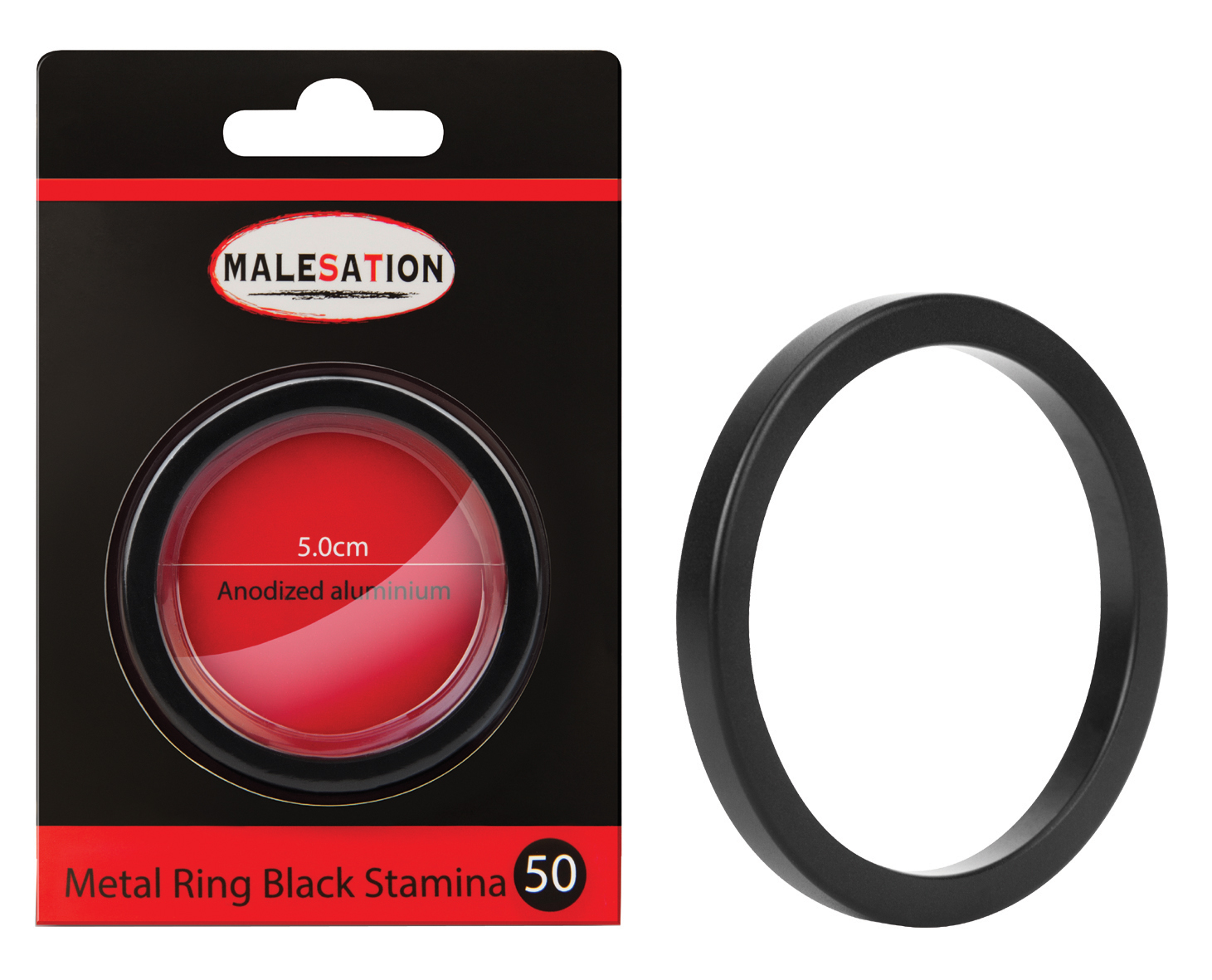 MALESATION Metal Ring Black Stamina 50