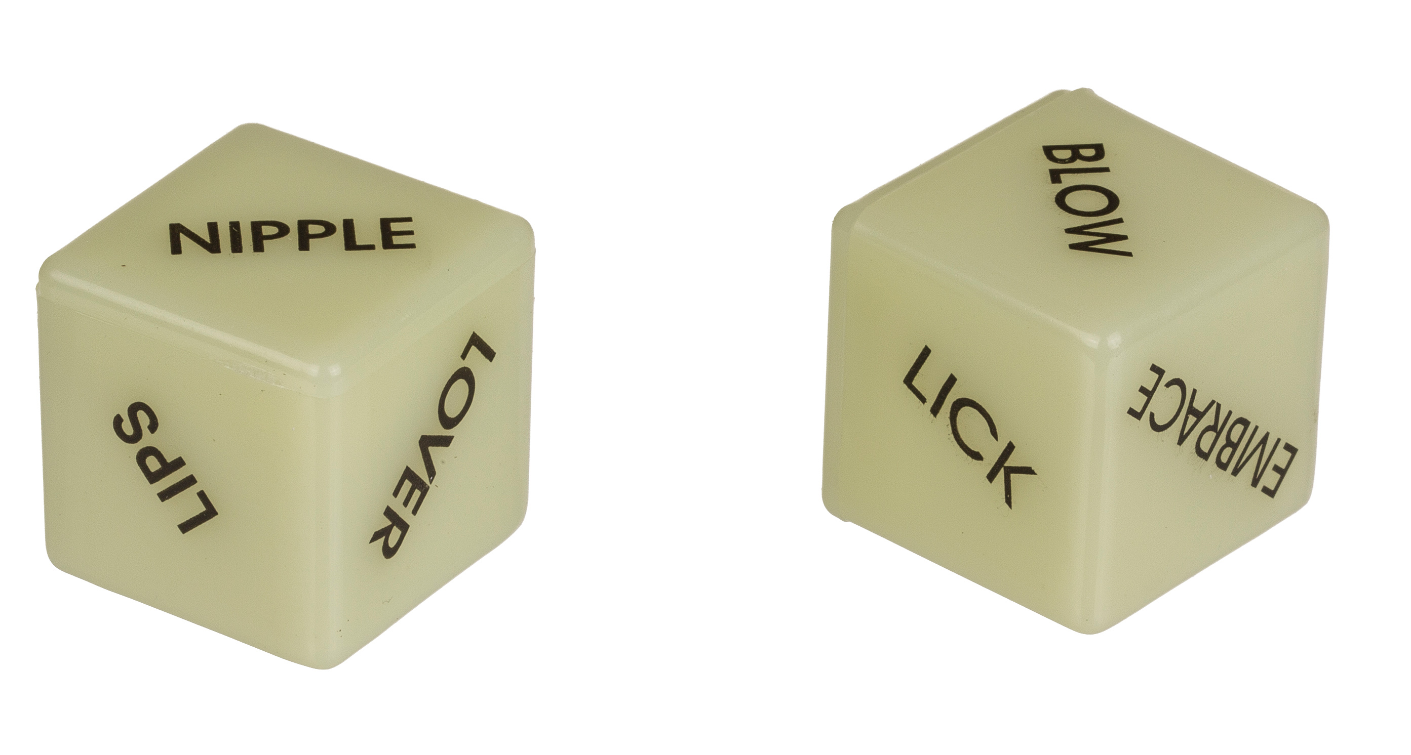 Liebes-Würfel m. engl. Worten GLOW-IN-THE-DARK Liebes-Würfel m. engl. Worten GLOW-IN-THE-DARK