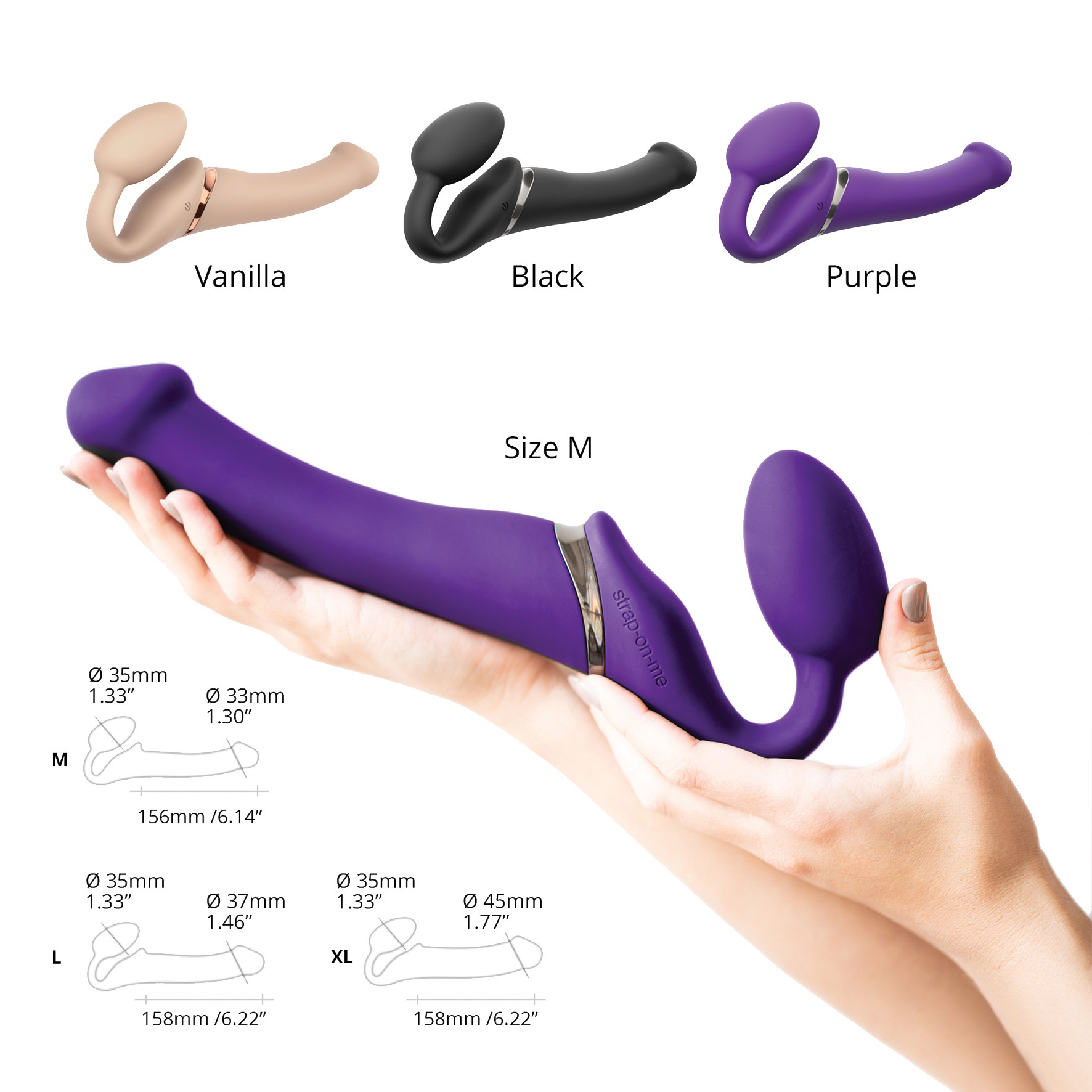 Strap-on-me Vibrating bendable strap-on purple M