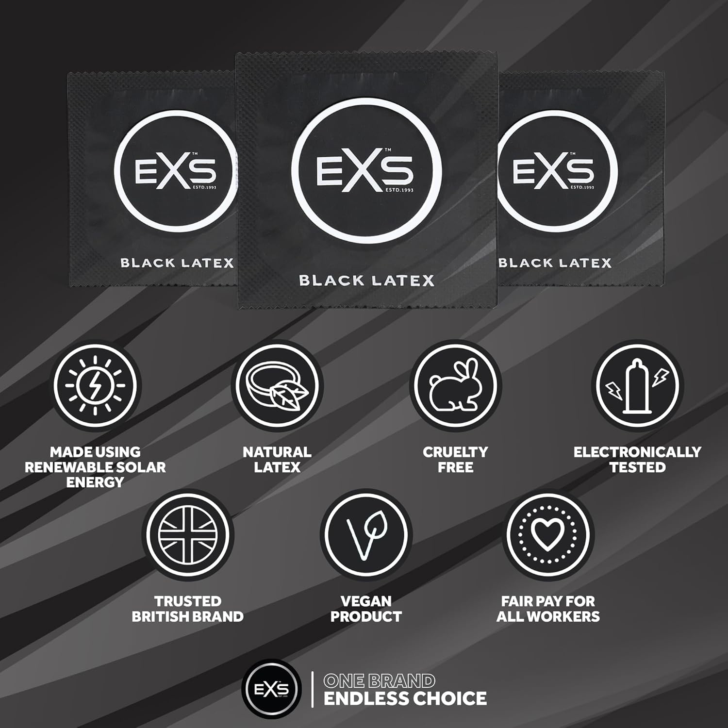 EXS Black Latex condoms (100pcs)