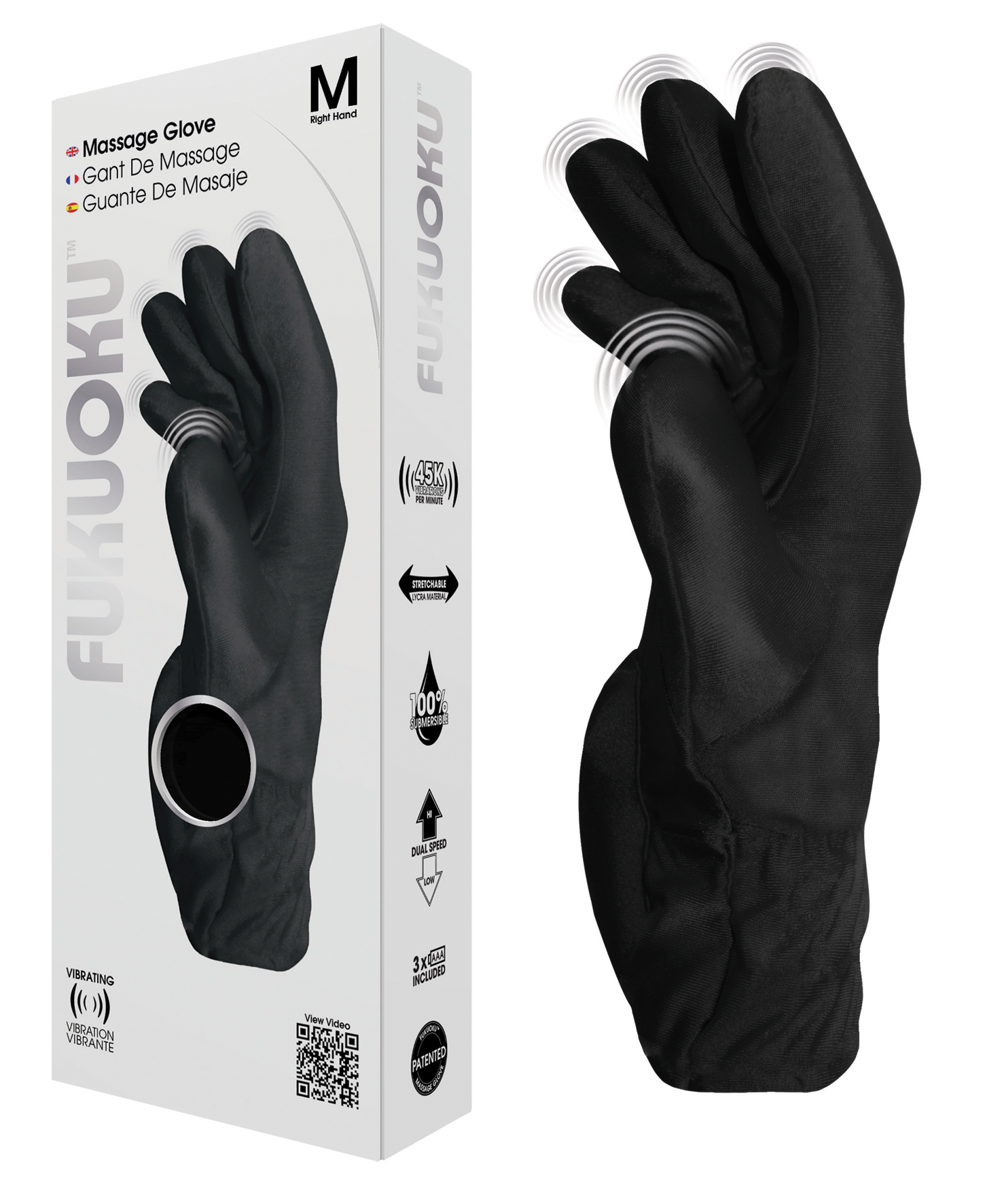 FUKUOKU Glove Massage-Handschuh black