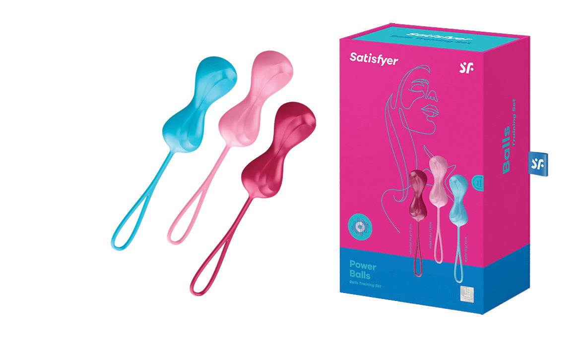 SATISFYER Balls Training Set Double medium turquoise-red-pink