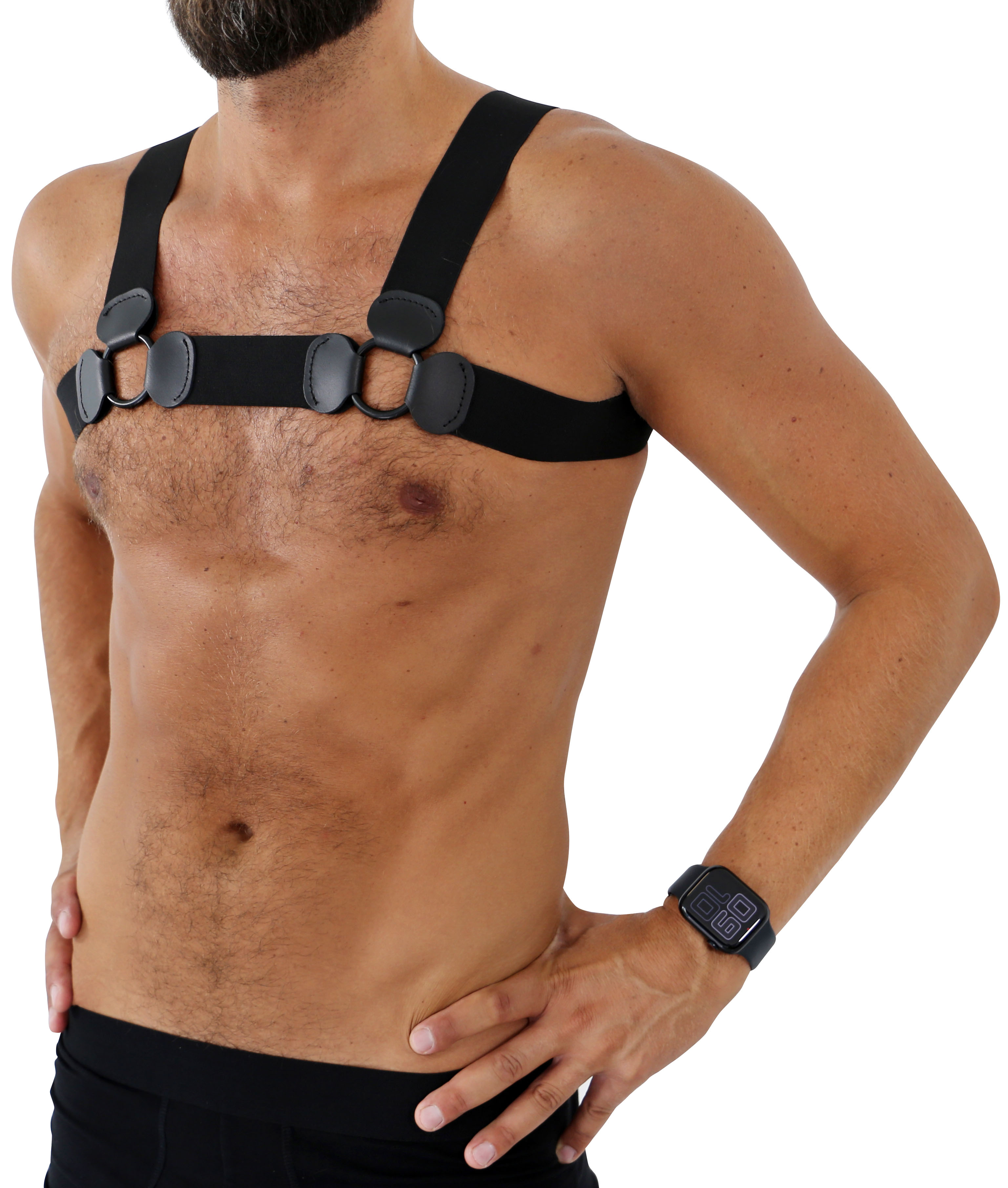 SAXOS PVC Brust Harness schwarz S/M