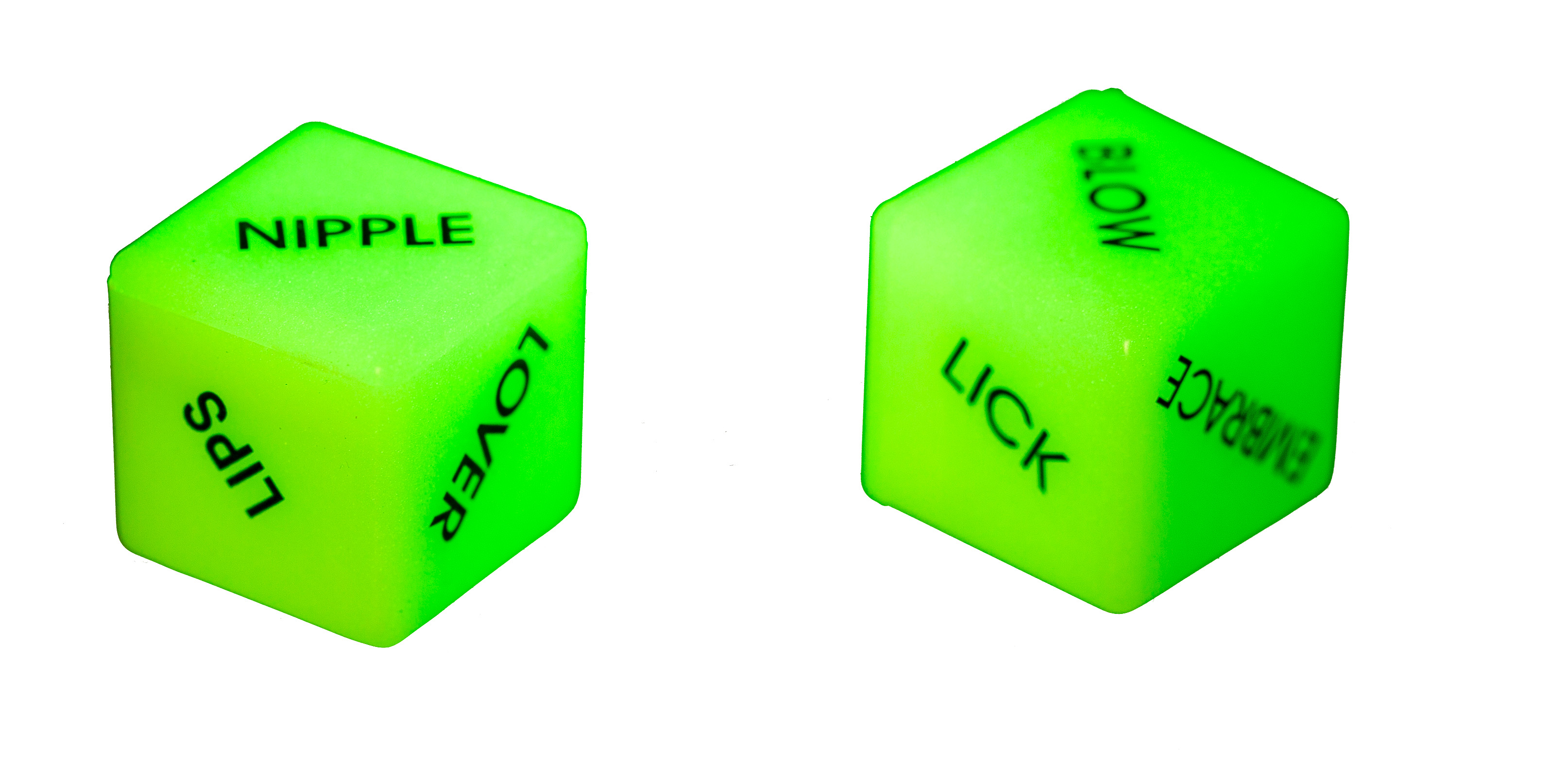 Liebes-Würfel m. engl. Worten GLOW-IN-THE-DARK Liebes-Würfel m. engl. Worten GLOW-IN-THE-DARK