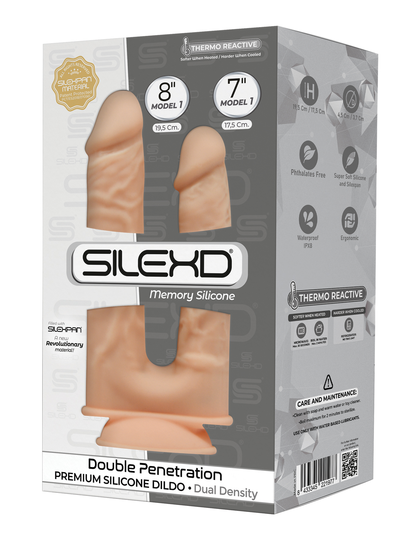 SILEXD Dual Density Silicone Double Penetration Dildo flesh (8"+7")