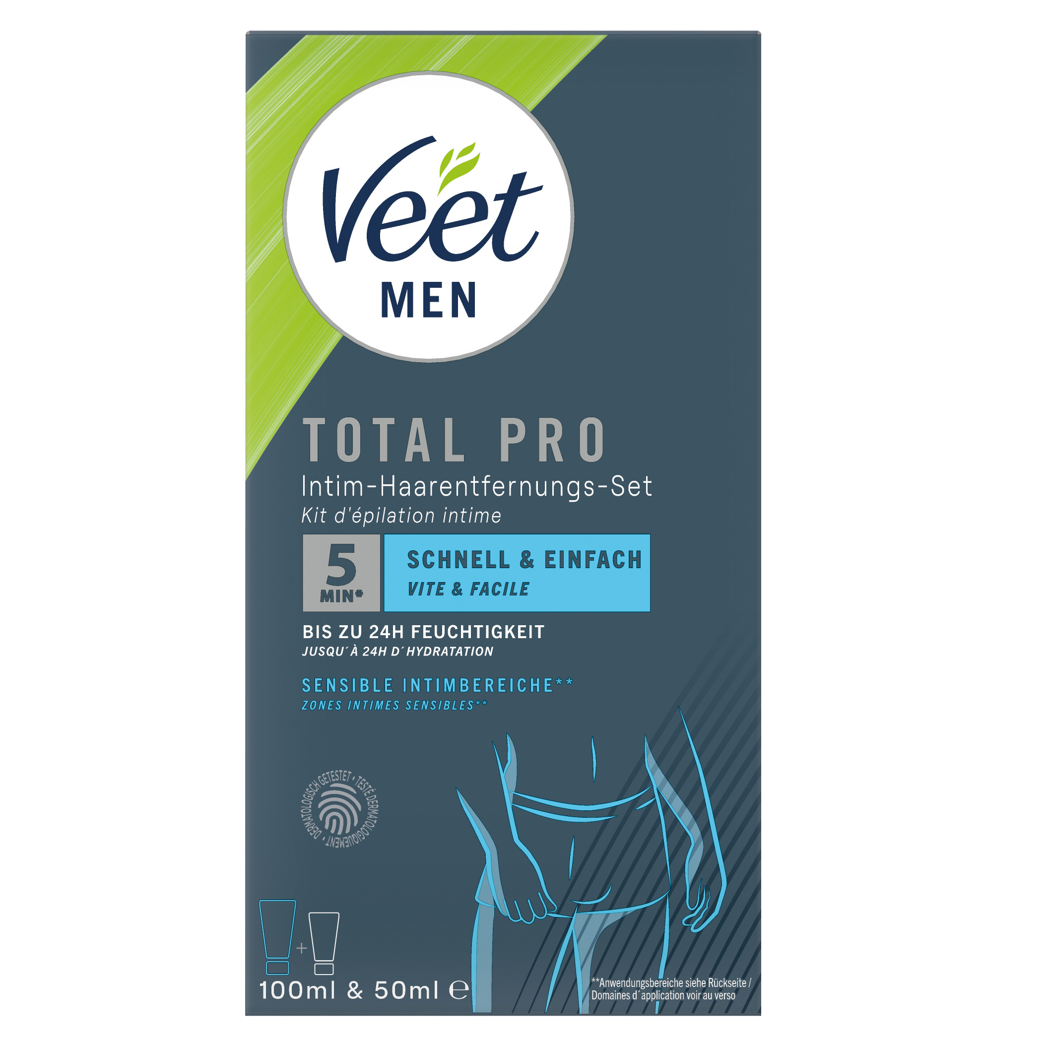 VEET Men Total Pro Intim-Haarentfernungs-Set 50ml + 100ml