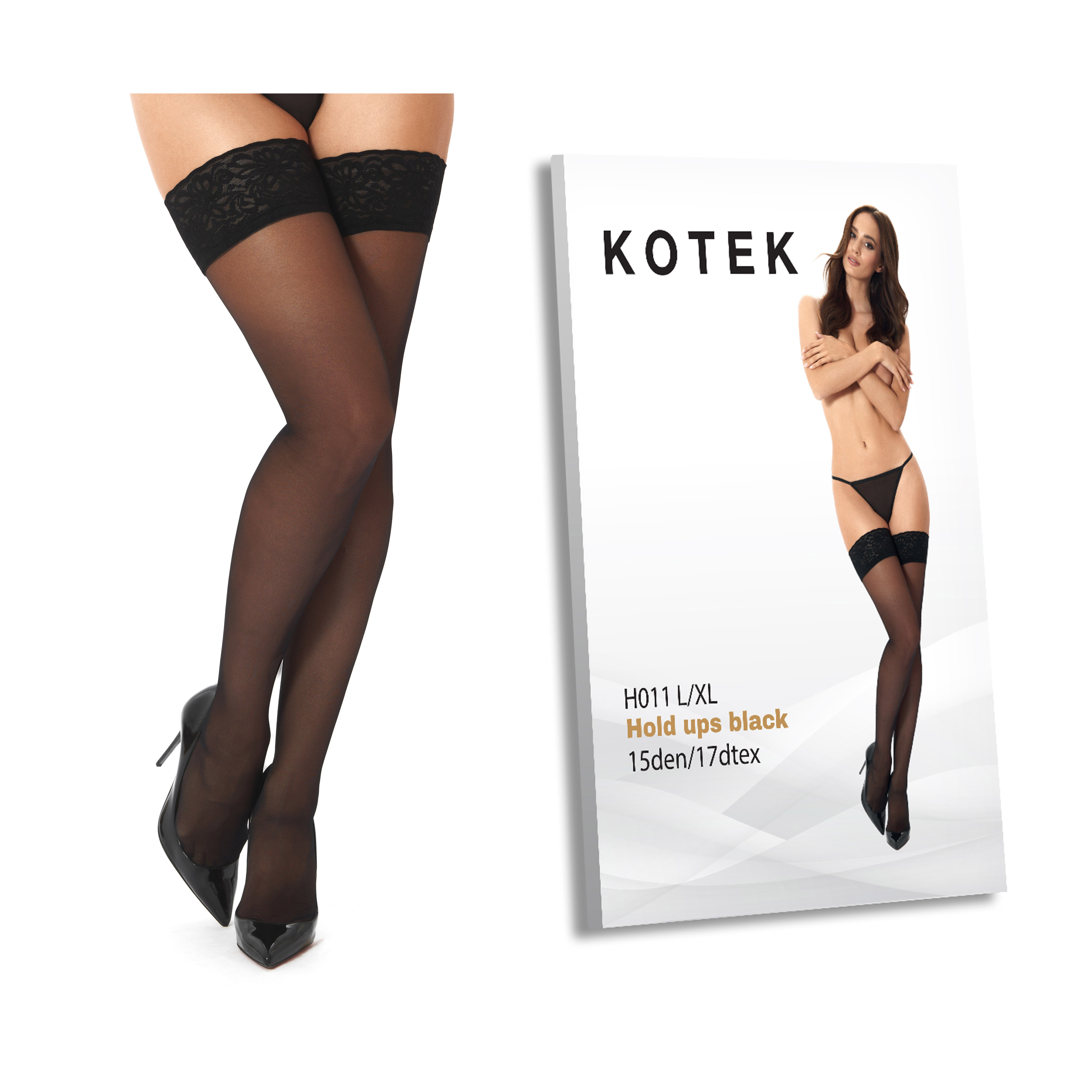 KOTEK Halterlose Strümpfe H011 schwarz L/XL KOTEK Halterlose Strümpfe H011 schwarz L/XL