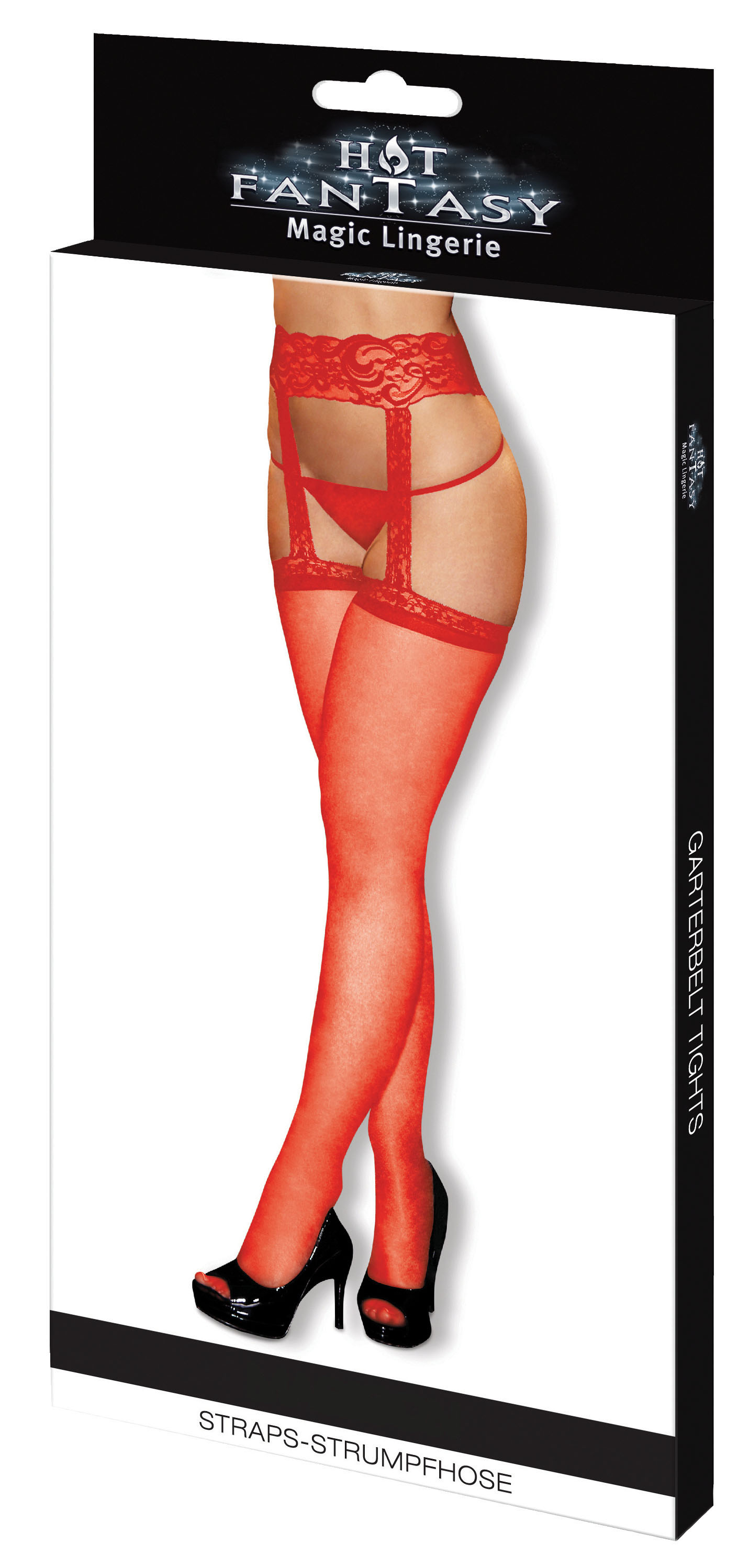 HOT FANTASY Stockings Straps-Strumpfhose rot